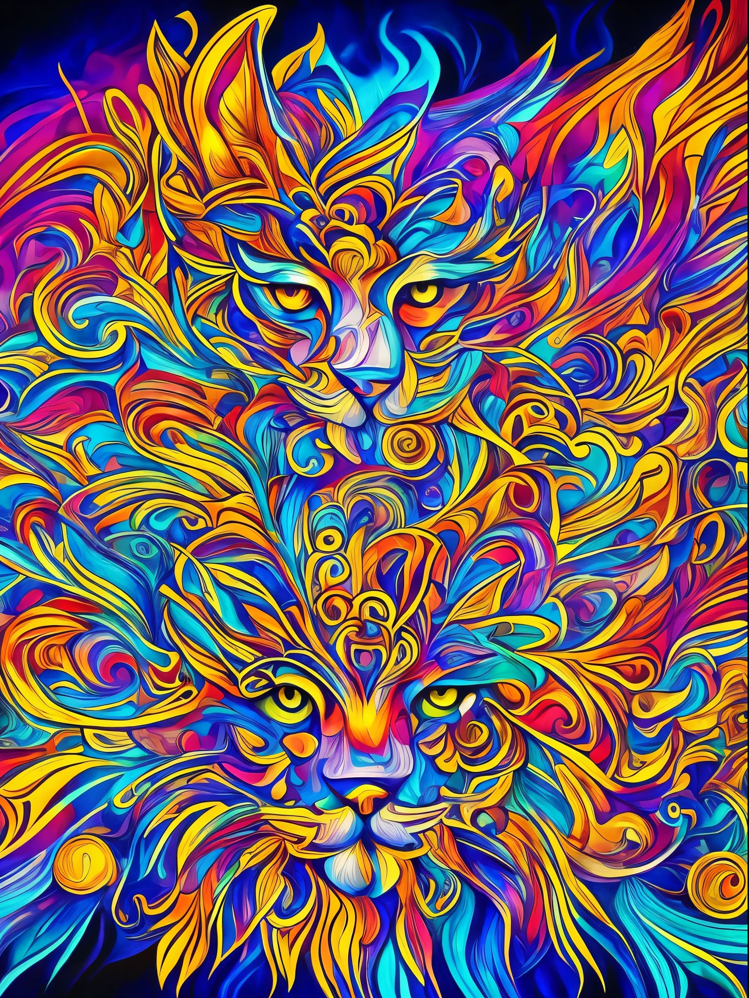 Mindblowing Art Helluva Boss "furry in a psychedelic and surreal world, ultra-detailed, with vibrant colors and lighting effects, creating a masterpiece with 8k and 4k resolution. furry is depicted with intricate details, merging with the surroundings seamlessly. The artwork showcases furry under the influence of LSD, where space and time lose their boundaries. The scene exudes a sense of otherworldly beauty and mystique, combining the ancient Egyptian deity with a contemporary psychedelic aesthetic, creating a visually stunning and mind-altering experience."