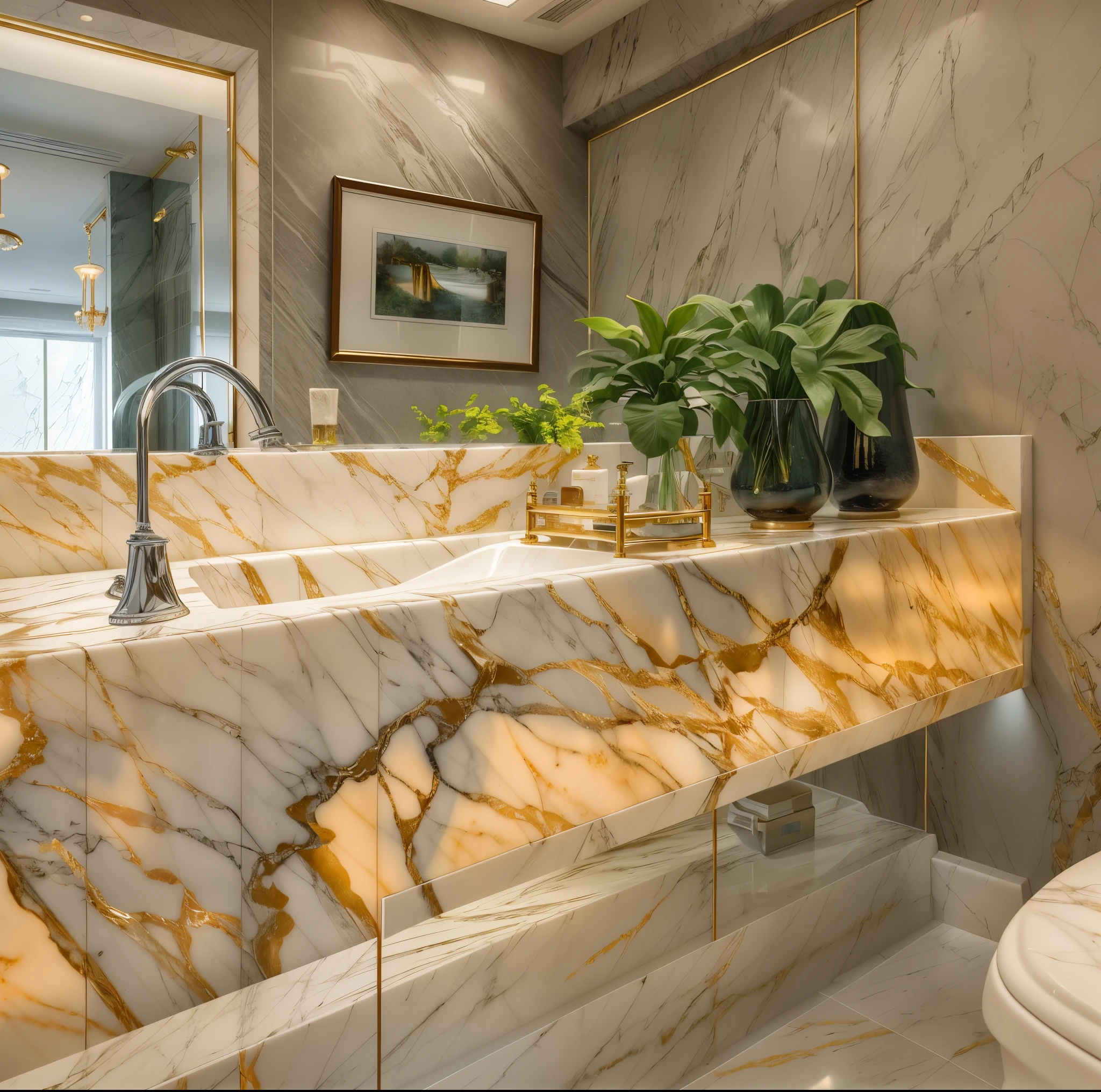 there is a marble counter top in a bathroom with a toilet, smooth marble surfaces, exquisite marble details, heavenly marble, made of liquid metal and marble, marble walls, white calacatta gold marble, marble countertops, modern design, mirror and glass surfaces, all marble, colored marble, white marble walls, marble reflexes, marble and wood and glass, marble