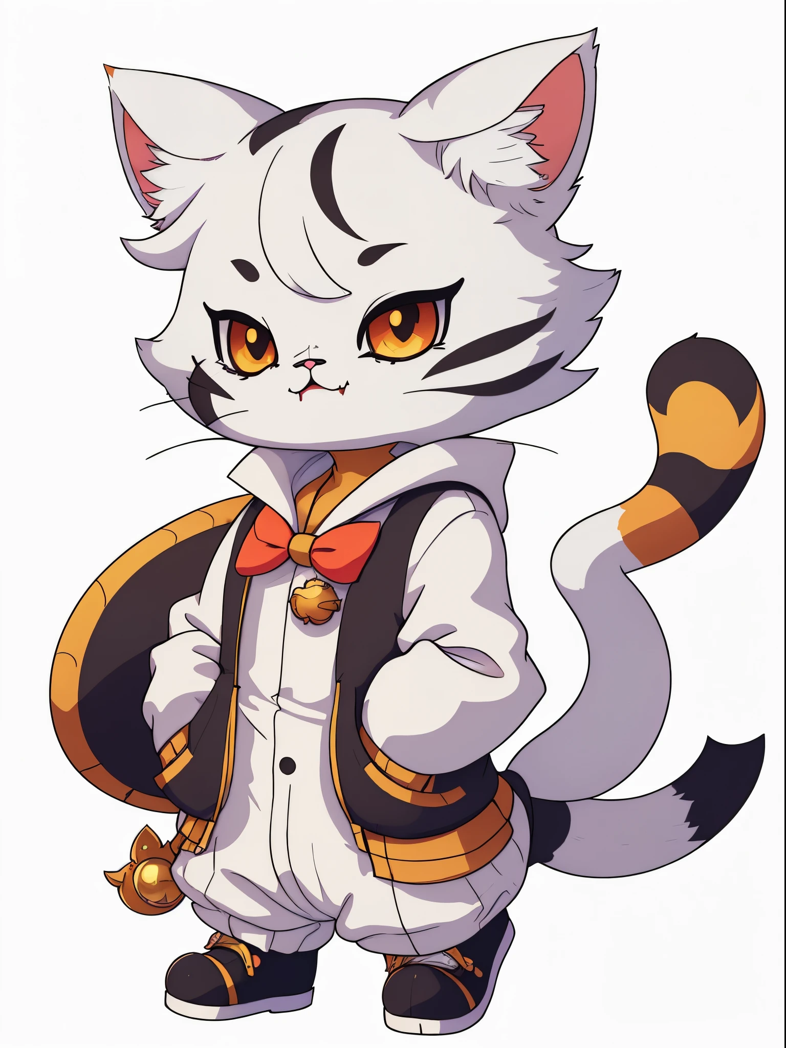 Cat Joker, style anime, M Jenny style, digital illustration art, On the way to perfection, It is very detailed;;; sharp-focus, illustartion, 4k resolution, ((whitebackground))