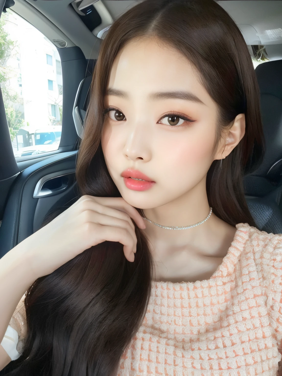 Close de uma mulher com cabelo comprido em um carro, Bae Suzy, Jinyoung Canela, Ulzzang, Jaeyeon Nam, South Korean folk makeup, maquiagem coreana popular, Adorable young Korean face, Heonhwa Choe, wan adorable korean face, com um rosto bonito - fino -, coreana jovem bonita, dilraba dilmurat, Lalisa Manobal