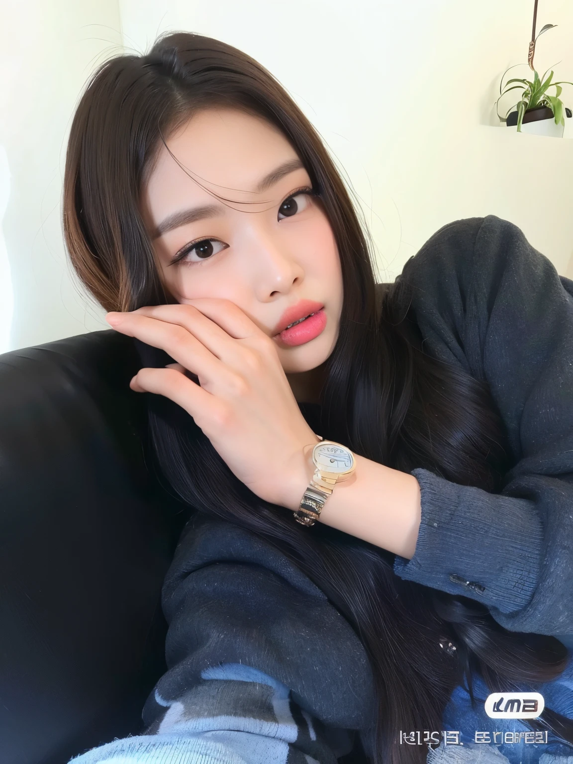 Araffe woman with long black hair sitting on a couch, Ulzzang, dilraba dilmurat, menina bonito-fino-cara, Sakimichan, menina coreana, 19-year-old girl, linda mulher coreana jovem, 👅 👅, com bonito - fino - rosto, Mulher sul-coreana bonita, mulher coreana jovem bonita