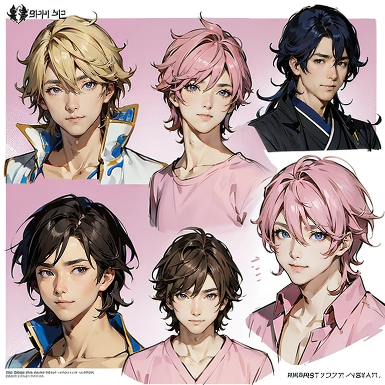 CharacterDesignSheet、Granblue Fantasy、Beautiful Boys、boredom、pink there、A slightly realistic picture、Korean style