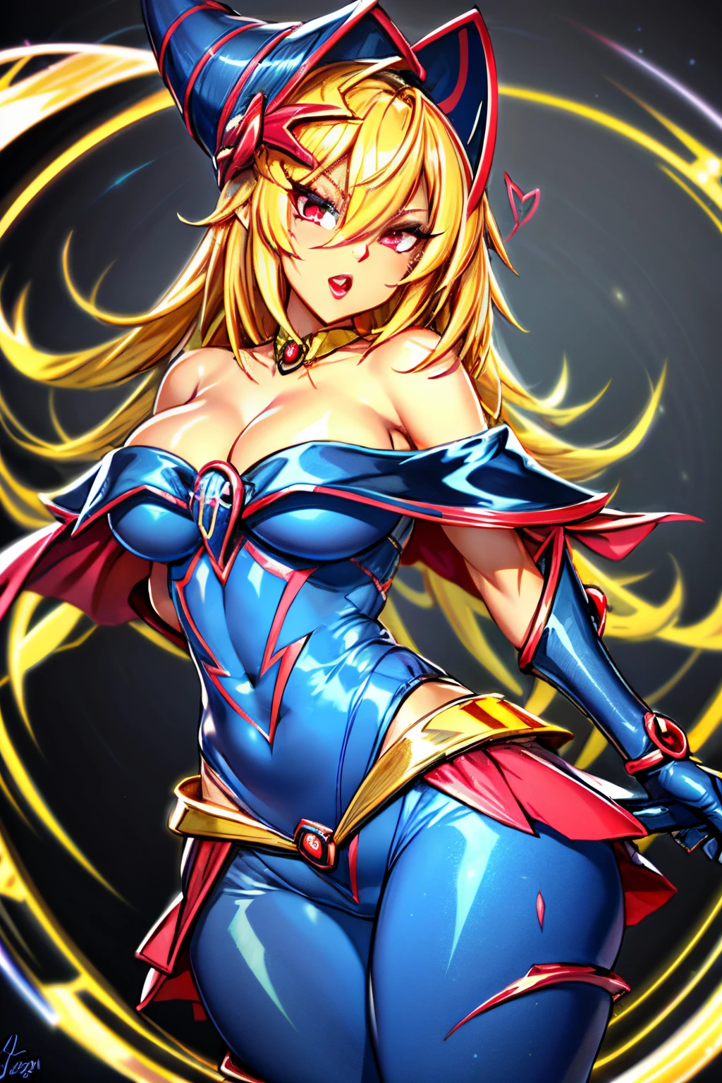 Hermosa maga oscura (obra maestra: 1.2, La mejor calidad), (1 , solamente), grandes senos, (Dynamic posture), (piel brillante, crimson red skin), crimson red skin, Dark Magician Girl Demon Version Sezy, Guantes finos y de encaje, ( cola :1.1), (Lilith \(Darkstalkers\)), (cielo), fleco, (jewely, Adorno dorado:1.15 ), pelvis grande, azul (pantys:1.1) Dark Magician Girl Sexy Demon Version. Magic circle and magic hearts. Magical hearts. Pose sejustiva y sensual