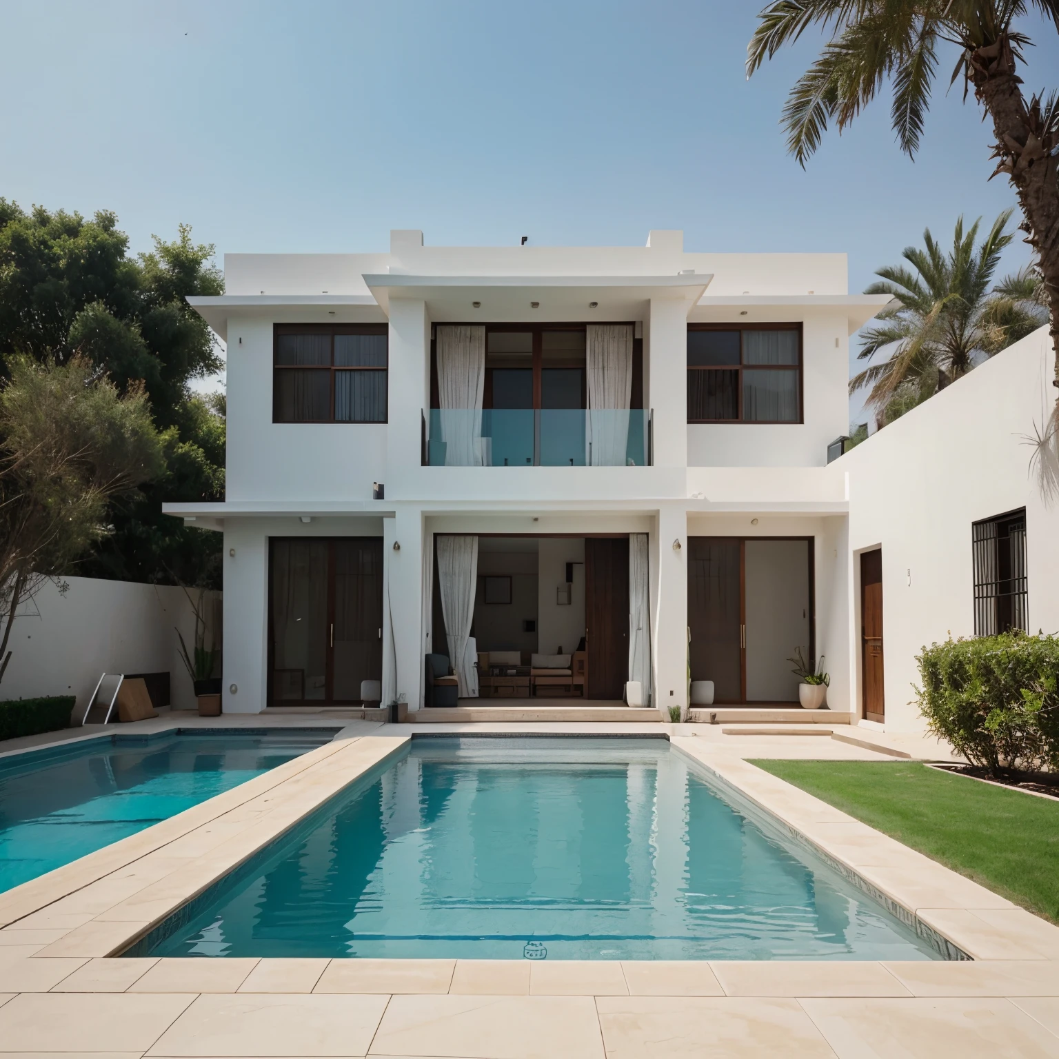 Create a house like marwan al sayed would create it with a pool and keep it minimalistic, show me the whole house