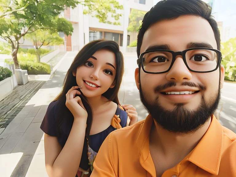 smiling couple taking selfie in front of a building with a green lawn, singapore ( 2 0 1 8 ), happy couple, facebook post, shot with iphone 1 0, ghutra and egal, lovely couple, profile picture, jayison devadas, in love selfie, portrait mode photo, having a time of our un-life, reddit post, profile image