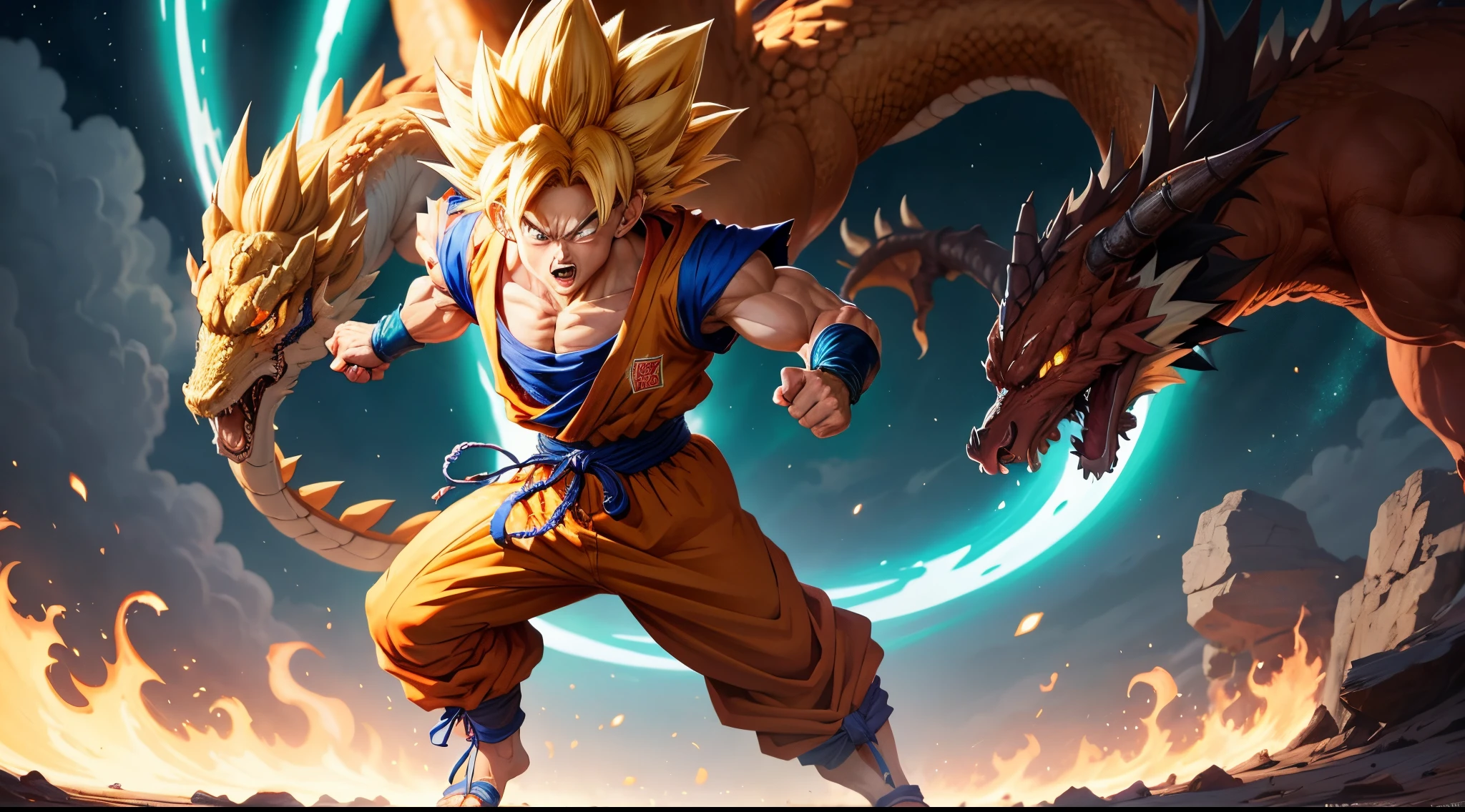 Goku sur un dragon