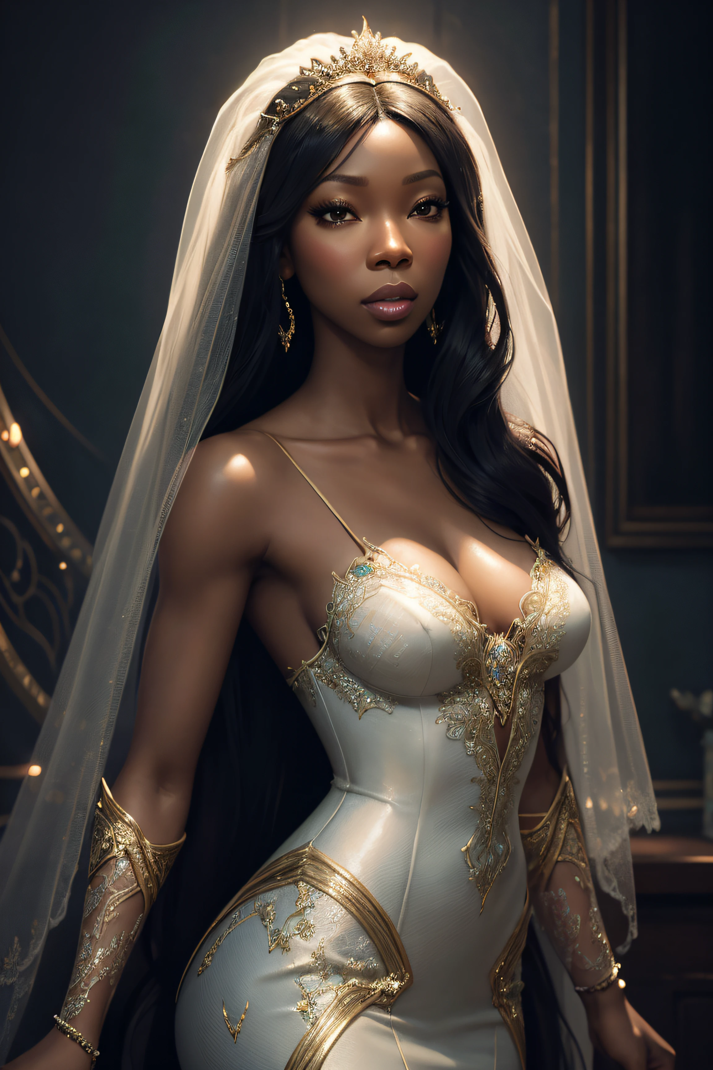 Brandy Norwood, mermaid bride y clothes, character portrait, 4 9 9 0 s, long hair, intricate, elegant, highly detailed, digital painting, artstation, concept art, smooth, sharp focus, illustration, art by wlop, charlie bowater and alexandra fomina, no water marks
