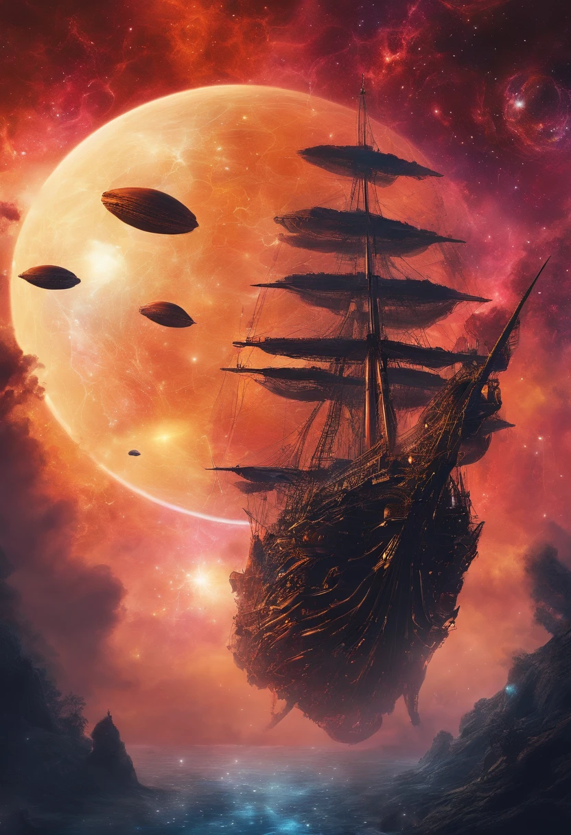 interstellar ships, comets, Galaxy, interstellar nebulae, 8K