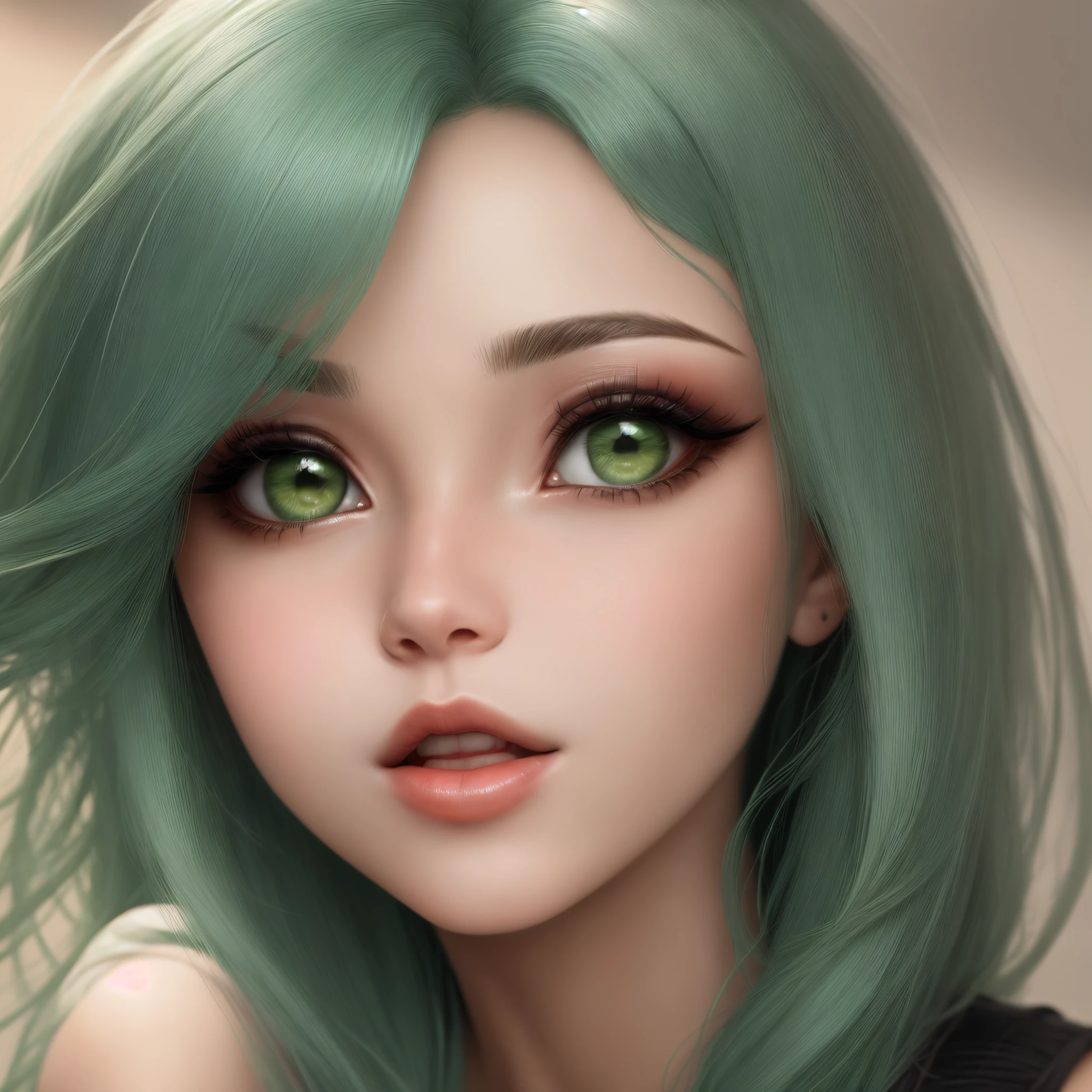 Crie uma mulher loira com um olho castanho e o outro verde, cabelos longos branca