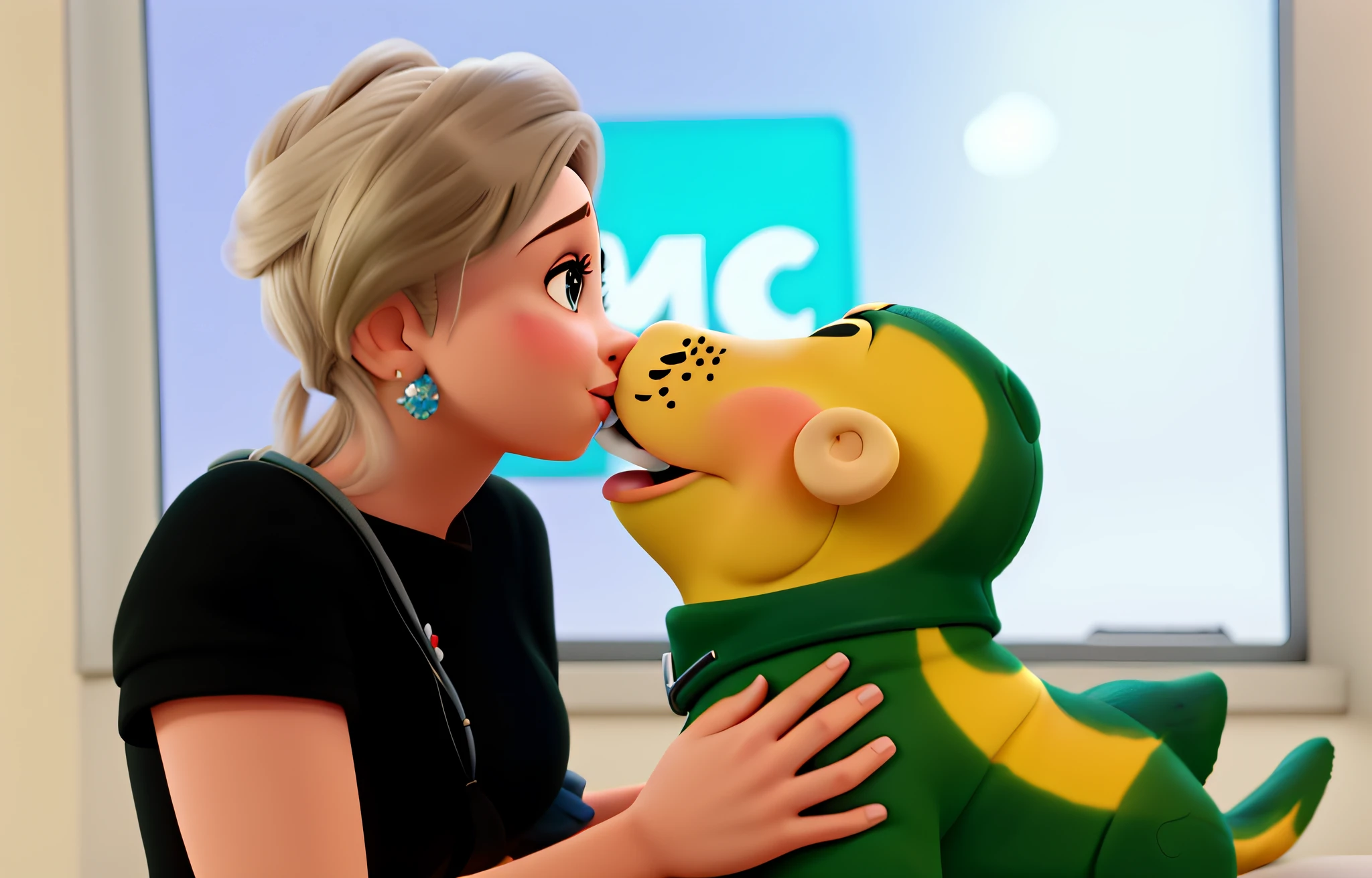 disney pixar mulher e passaro dando beijinho