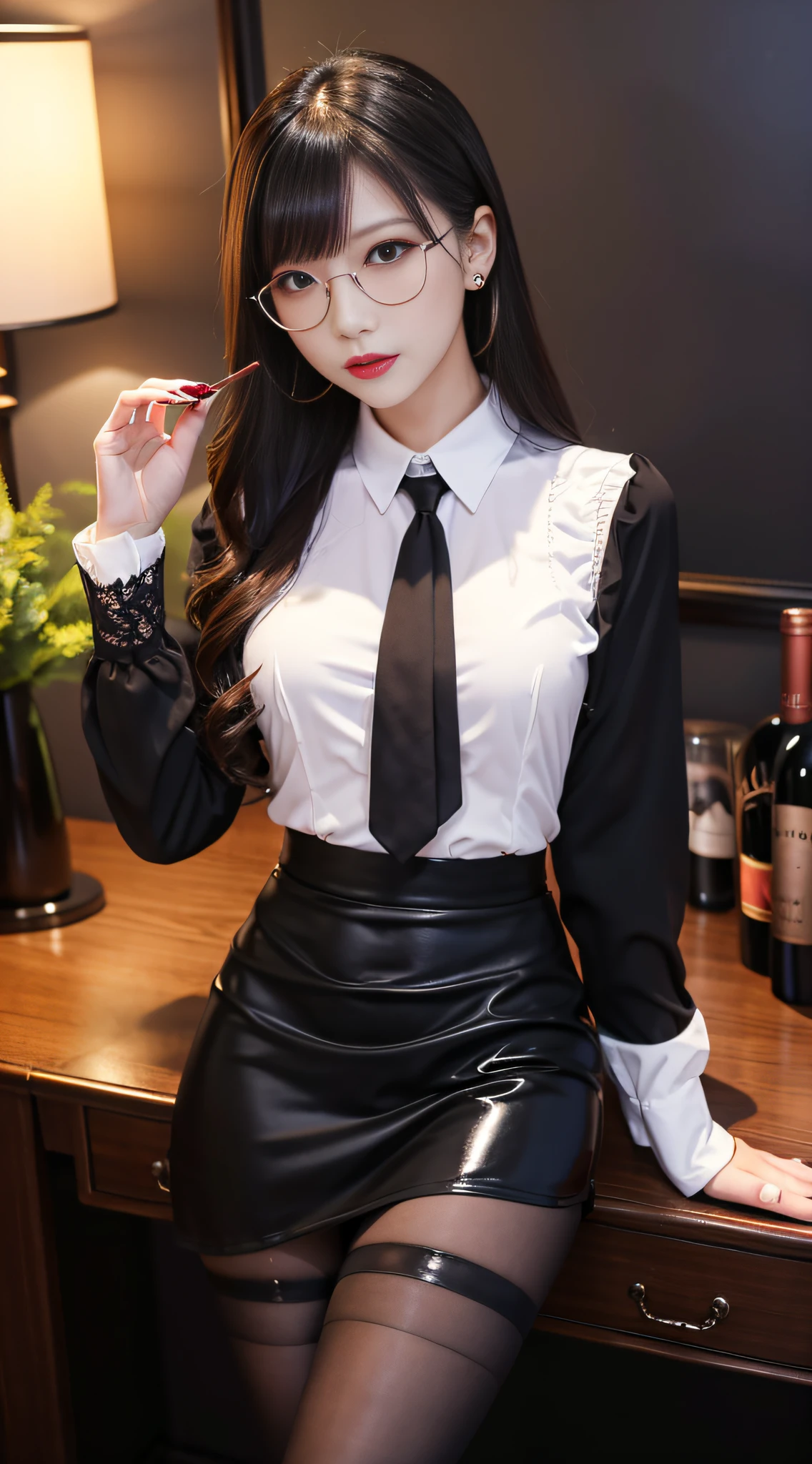 Charming beauties、校服、Evil Female Executive、blouse、tight skirts、Evil Fall、dark、brainwash、black pantyhose、lacy fabric、Glossy legs、lipsticks、manicure、Evil look、Suspicious look、darkened room、Night、wicked、Dick、Hold your dick、jingle、Male genitalia、Futanari、flask、liquids