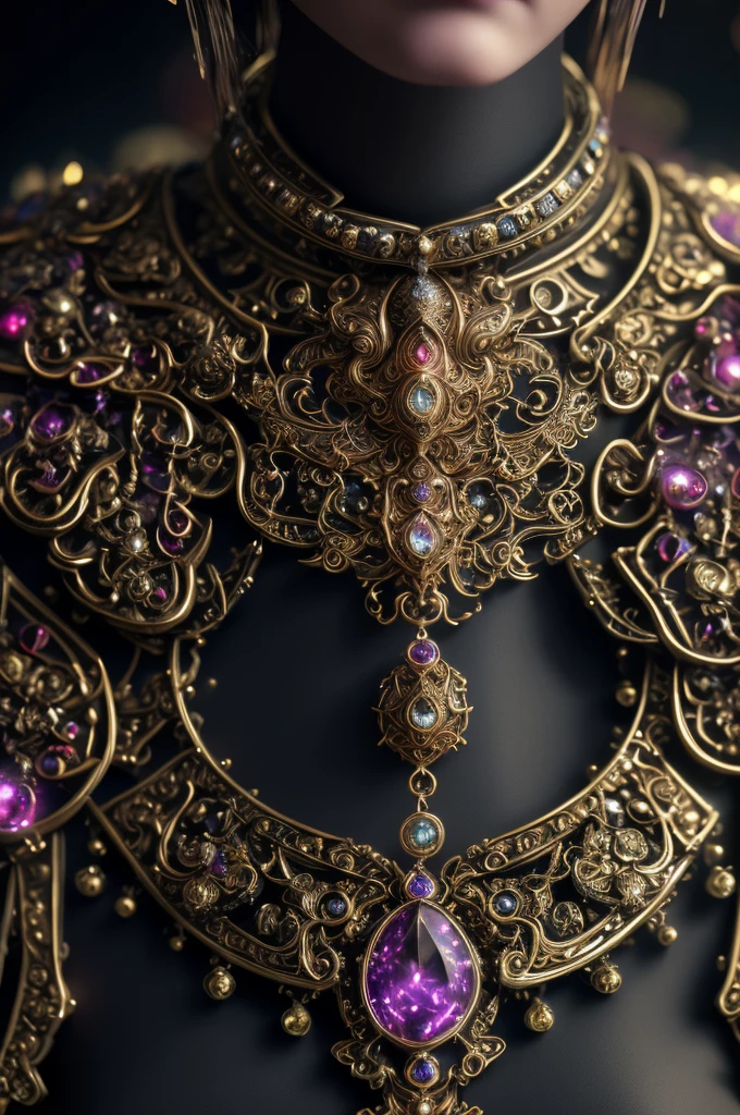 An ancient magical collar,illustration,extraordinary details, best quality,4k,8k,highres,masterpiece:1.2,ultra-detailed,realistic:1.37,mysterious aura,ethereal glow,glowing symbols,captivating colors,dark fantasy,ornate design,shimmering gemstones,enchanted enchanting,traditional craftsmanship,mythical creature, power and elegance.