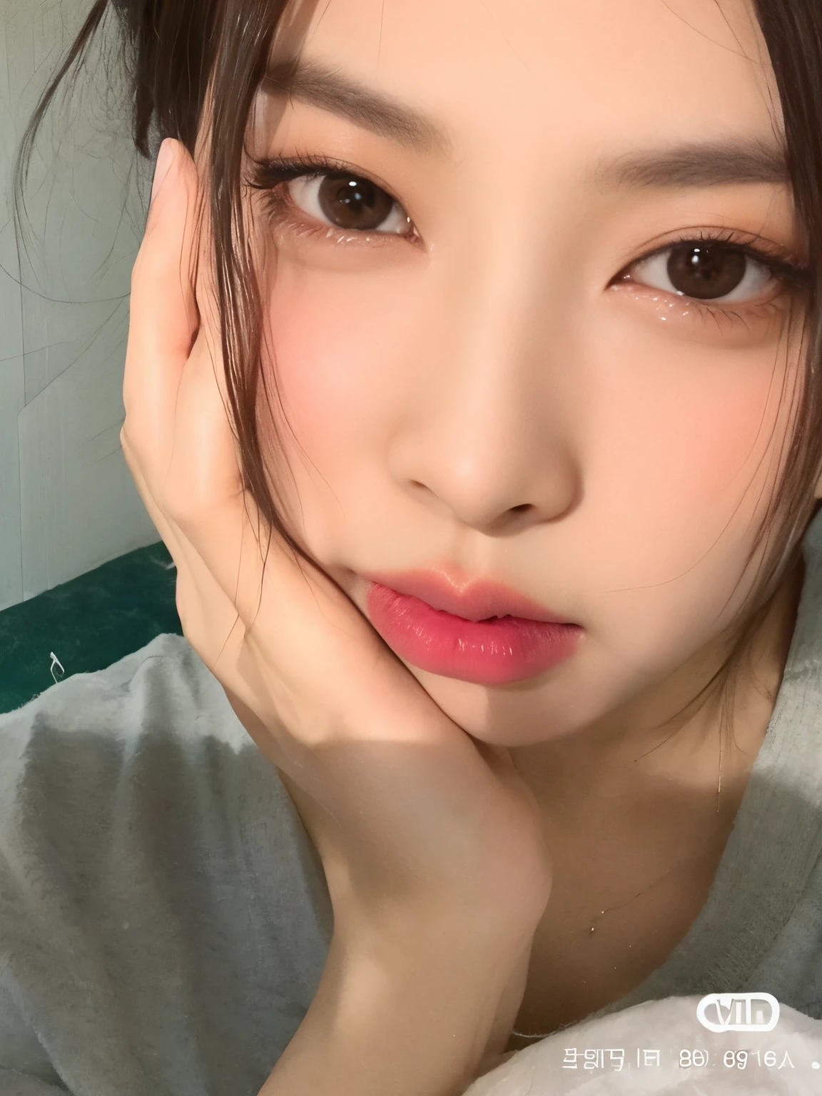 tem uma mulher com batom rosa e camisa cinza, Ulzzang, jennie blackpink, maquiagem sul-coreana popular, wan adorable korean face, Sakimichan, Jinyoung Canela, young adorable korean face, Olhos do quarto, fechar o rosto, maquiagem coreana popular, beautiful aesthetic face, Dom Yunjoo, bonito-fino-cara, Heonhwa Choe