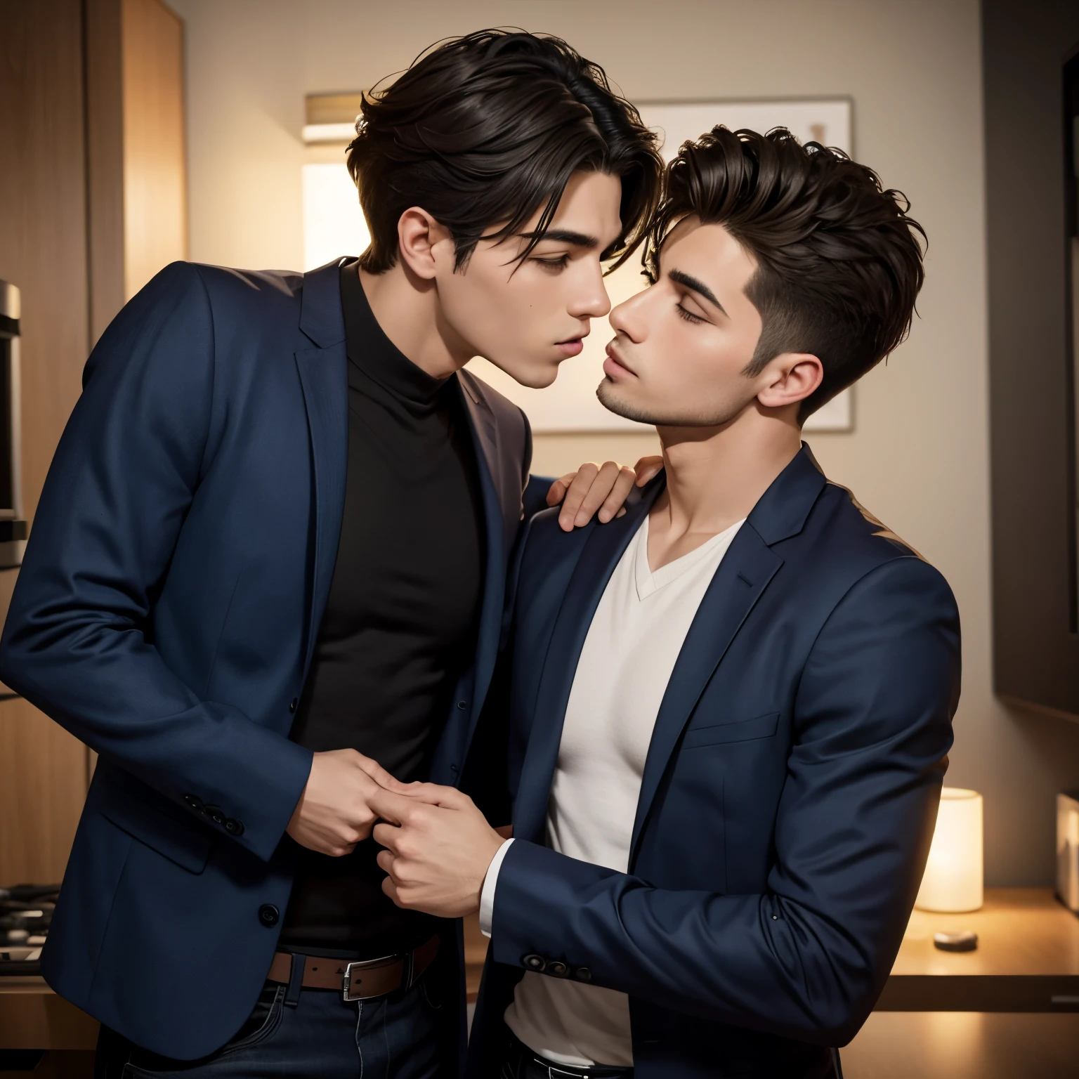 Two hot males kissing