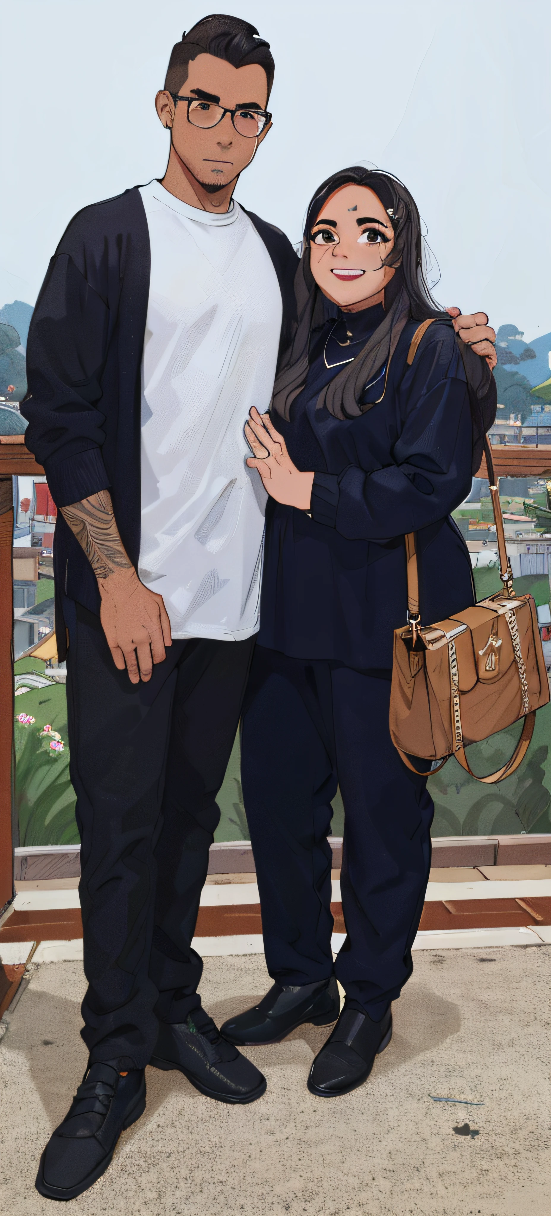 Casal melhor qualidade alta qualidade. Homem jovem de cabelo ondulado e mulher cabelo preto longo e liso