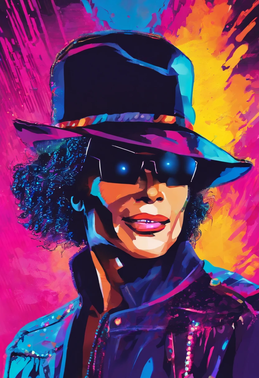 estampa cmyk,Michael Jackson,colorful portraits,energetic performance,vibrant stage,beautiful detailed eyes and lips,stylish outfit,moving dance moves,dynamic lighting effects,iconic pose,icon of pop music,celebrity superstar,memorable concert moments,exciting atmosphere,artistic interpretation,high contrast,eye-catching composition,impressive facial expressions,extravagant costumes,pop music legend,enduring influence,legendary entertainer,unforgettable presence,iconic moonwalk,electrifying stage presence,music icon,timeless performer,unparalleled talent,stage charisma,musical genius,dynamic colors,expressive gestures,charismatic entertainer,unforgettable dance routines,epic concert experience,iconic songs,magical atmosphere,memorable music videos,unmatched creativity,larger-than-life image,inspirational artist,awe-inspiring vocals,unmatched showmanship,stage legend,innovative dance style,vivid color palette