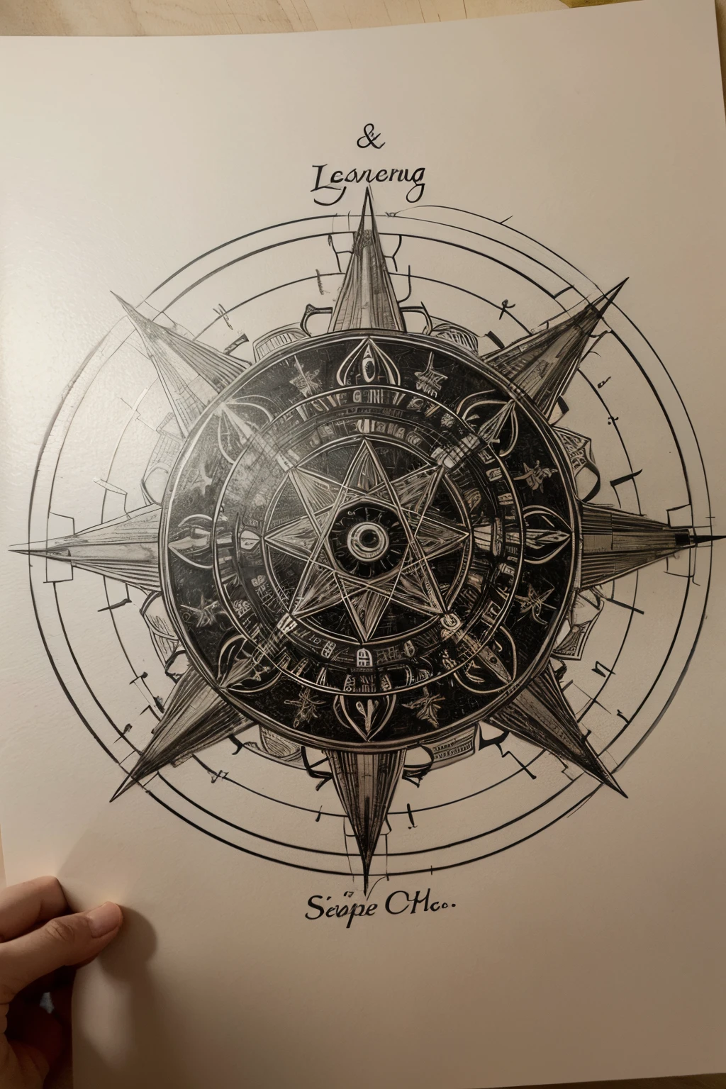 using symbols, runas, geometric shapes and characters from all cultures create a second level magic circle drawn on paper