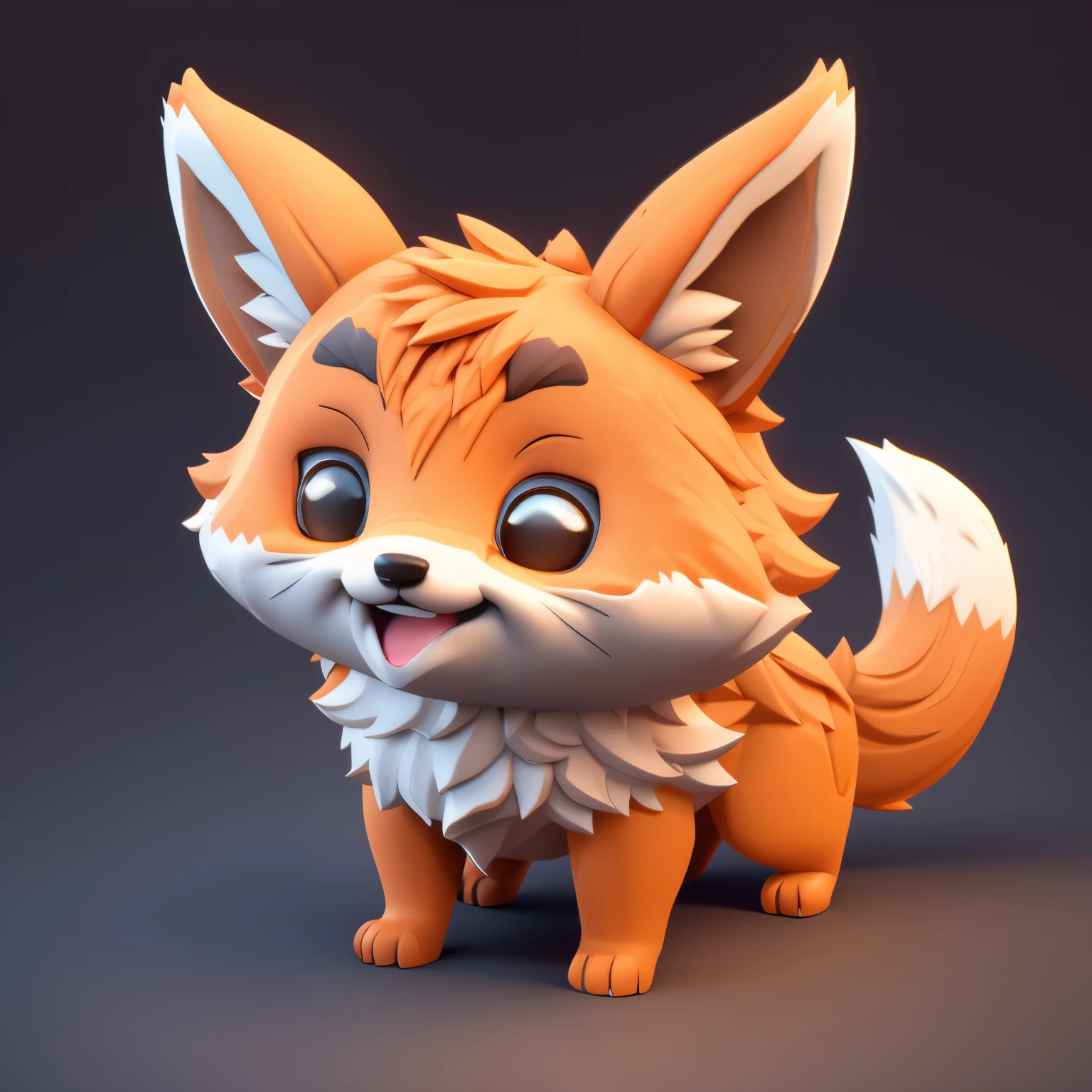 Tiny cute isometric Fox emoji, soft smooth lighting, with soft pastel colors, 3d icon clay render, 120mm lens, 3d blender render, trending on polycount, modular constructivism, Orange background, physically based rendering, centered