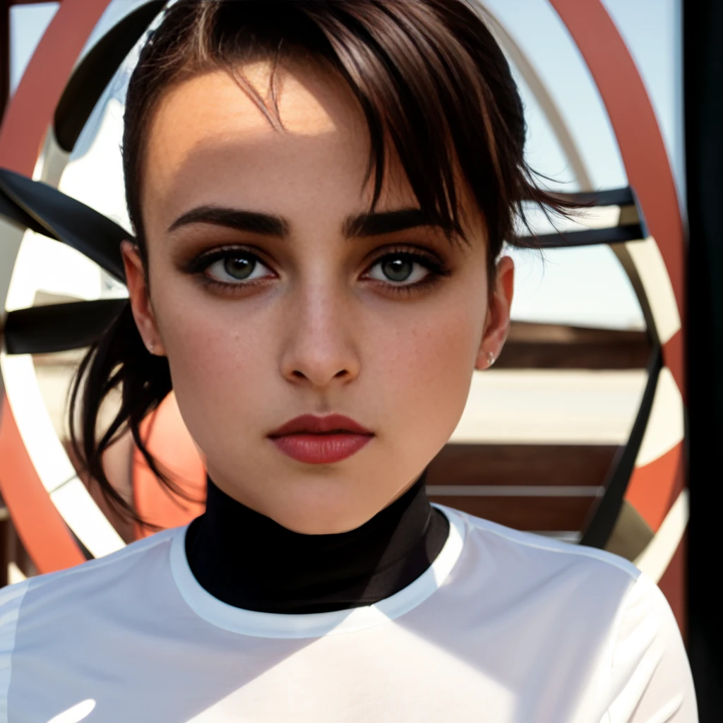 ((beau)+(attractif:0.9)+(Sensuel:0.8)) Femmes arabes blanches ((nerd:0.8)+(charmant)+(peau propre)) with hazel eyes and red lips. Medium dark black hair, ((yeux intenses))