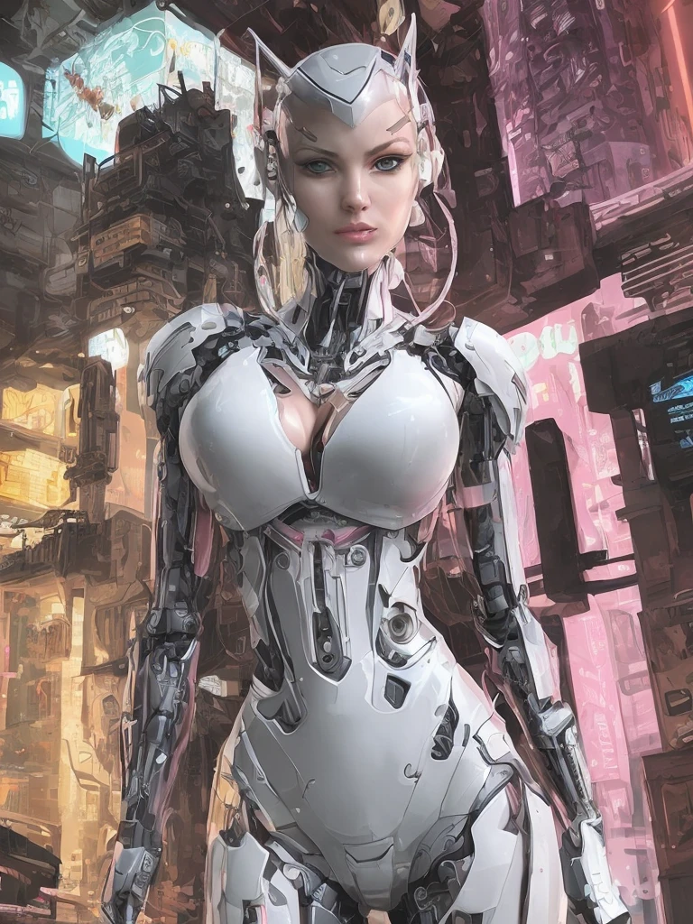 a close up of a woman in a pink suit posing for a picture, cyberpunk art inspired by hajime sorayama, trending on cg society, digital art, barbie cyborg, perfect android girl, beautiful female android!, retrofuturistic female android, beautiful android woman, female robot, cyberpunk glossy latex suit, biblical female android, beutiful white girl cyborg