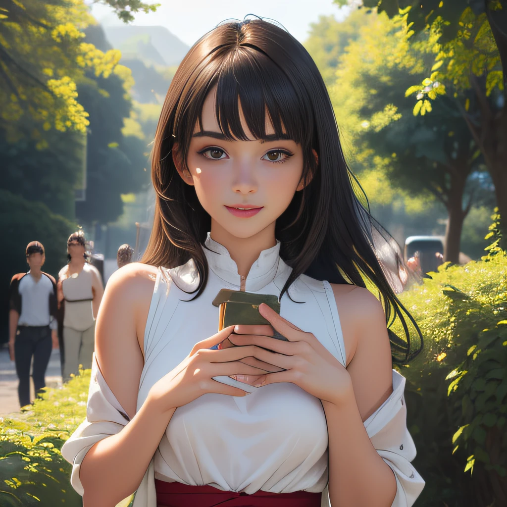 (Extremely detailed 8k wallpaper:2), (photo:2), (22 years old soigne Beautiful girl:2), (gives a lecture to friends:2), detailed (Face and eyes), (hyper realistic:1), (highly detailed:1), (epic realistic:1), rim light, (maximum details:1), cozy, (fullbody:1.3), (looking at viewer:2), (Woman's Attractive Qualities:2), (Attractive Woman:2), (Attractive:2), Smile, Intelligence, Empathy, Gracefulness, Sense of Style, Fitness, Grooming, Optimism, (Sensitivity:2), Sincerity, Romantic Gestures, Playfulness, Fashion Sense, (Sensuality:2), Charm, Modesty, Thoughtfulness, (Femininity:1), Flirtatiousness, Warmth, (Physical attractiveness:2), A beautiful smile, A love of life, strength and power, vulnerability, curiosity, wonder, love, (nature background:2), kawaii, waifu, Beautiful breasts, (attractive body:2), (Beautiful body:2), Beautiful pose, attractive pose, (Beautiful legs:1.0), (Beautiful clothes:1), (classic clothes:2), (elegant clothes:2), (European clothes:2), detailed clothes, (skirt:1), (blouse:1), (provocative pose)
