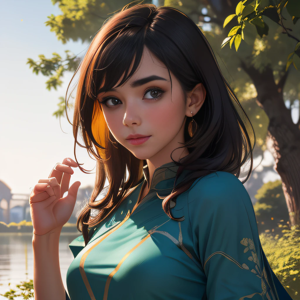 (Extremely detailed 8k wallpaper:2), (photo:2), (22 years old soigne Beautiful girl:2), (gives a lecture to friends:2), detailed (Face and eyes), (hyper realistic:1), (highly detailed:1), (epic realistic:1), rim light, (maximum details:1), cozy, (fullbody:1.3), (looking at viewer:2), (Woman's Attractive Qualities:2), (Attractive Woman:2), (Attractive:2), Smile, Intelligence, Empathy, Gracefulness, Sense of Style, Fitness, Grooming, Optimism, (Sensitivity:2), Sincerity, Romantic Gestures, Playfulness, Fashion Sense, (Sensuality:2), Charm, Modesty, Thoughtfulness, (Femininity:1), Flirtatiousness, Warmth, (Physical attractiveness:2), A beautiful smile, A love of life, strength and power, vulnerability, curiosity, wonder, love, (nature background:2), kawaii, waifu, Beautiful breasts, (attractive body:2), (Beautiful body:2), Beautiful pose, attractive pose, (Beautiful legs:1.0), (Beautiful clothes:1), (classic clothes:2), (elegant clothes:2), (European clothes:2), detailed clothes, (skirt:1), (blouse:1), (provocative pose)