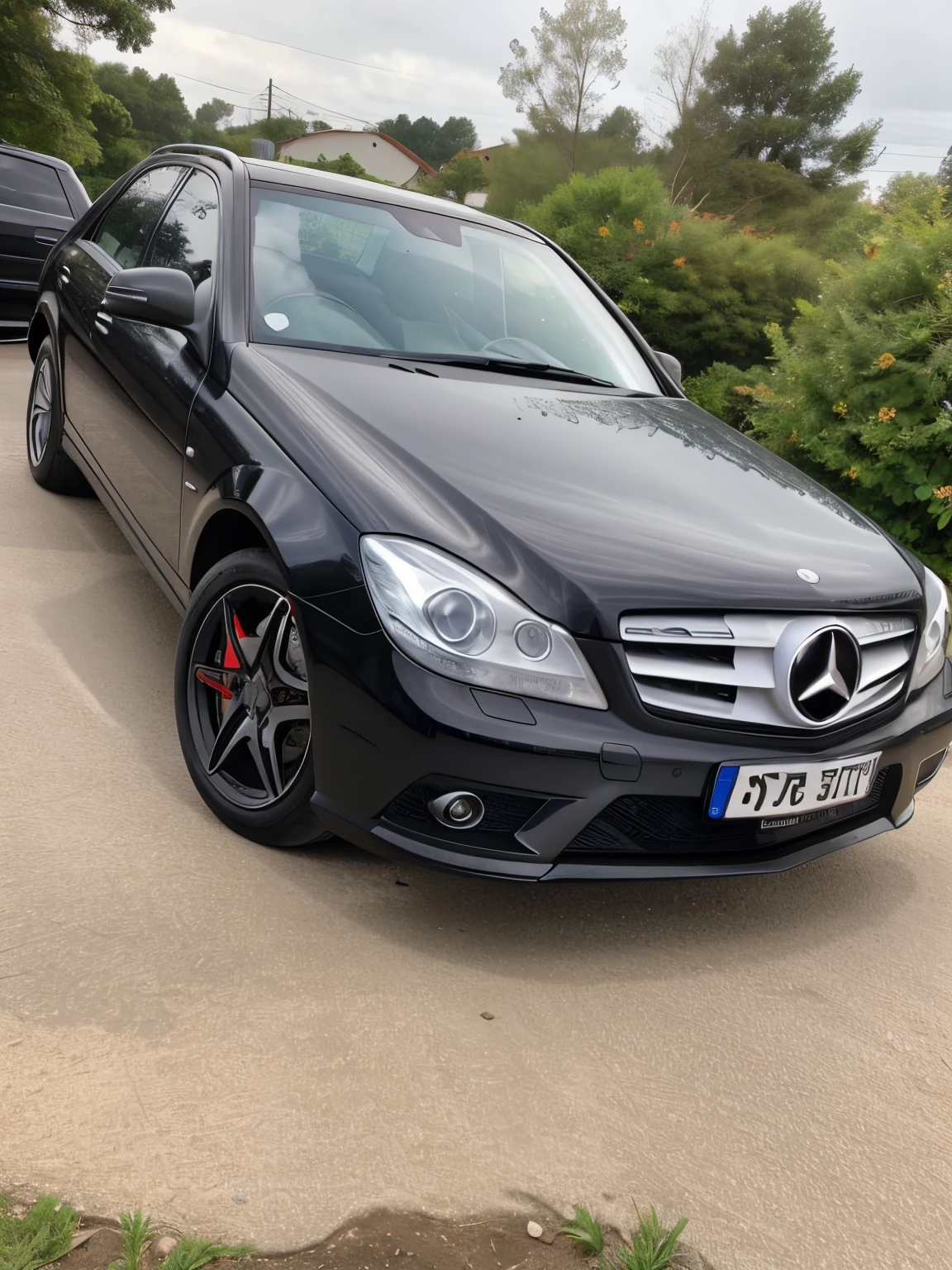 there is a mercedes benz w204 dark gray