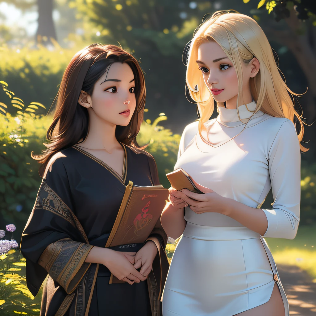 (Extremely detailed 8k wallpaper:2), (photo:2), (24 years old soigne Beautiful girl:2), (gives a lecture to friends:2), detailed (Face and eyes), (hyper realistic:1), (highly detailed:1), (epic realistic:1), rim light, (maximum details:1), cozy, (fullbody:1.3), (looking at viewer:2.0), (Woman's Attractive Qualities:2), (Attractive Woman:2), (Attractive:2), Smile, Intelligence, Empathy, Gracefulness, Sense of Style, Fitness, Grooming, Optimism, (Sensitivity:2), Sincerity, Romantic Gestures, Playfulness, Fashion Sense, (Sensuality:2), Charm, Modesty, Thoughtfulness, (Femininity:1), Flirtatiousness, Warmth, (Physical attractiveness:2), A beautiful smile, A love of life, strength and power, vulnerability, curiosity, wonder, love, (nature background:2), kawaii, waifu, Beautiful breasts, (attractive body:2), (Beautiful body:2), Beautiful pose, attractive pose, (Beautiful legs:1.0), (Beautiful clothes:1), (classic clothes:2), (elegant clothes:2), (European clothes:2), detailed clothes, (skirt:1), (blouse:1), (provocative pose)