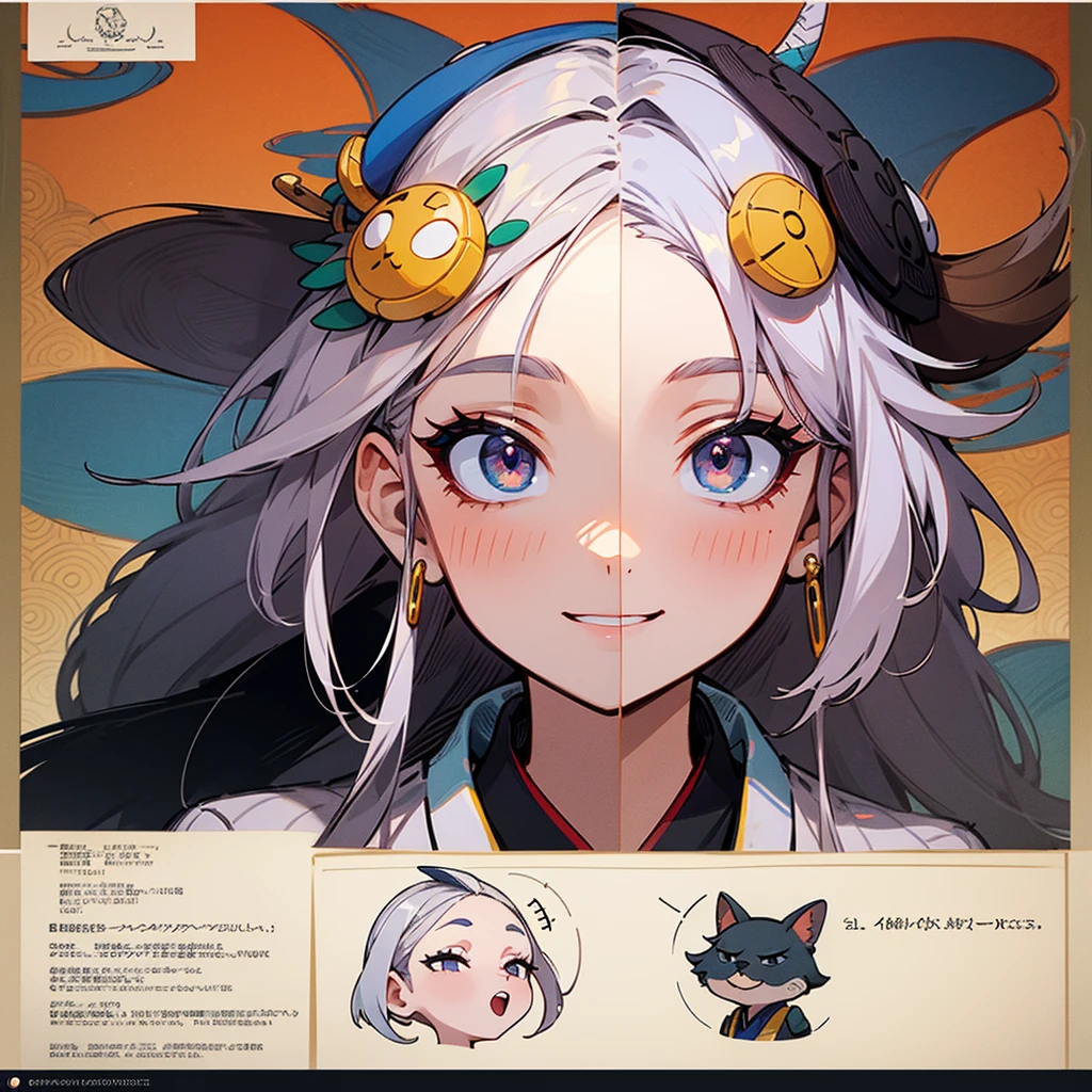 cabelos pretos, solid circle eyes, Sorriso leve, jewelries, vagens de cabelo, colored eyelashes, three sided view, Pixar, ukiyo-e, Multiple views, panorama, lateralmente, refer ence sheet, programming, projected inset, 8k, Super Detalhe, ccurate, best quality, UHD, Detalhes altos, best quality, master part, anatomicamente correto