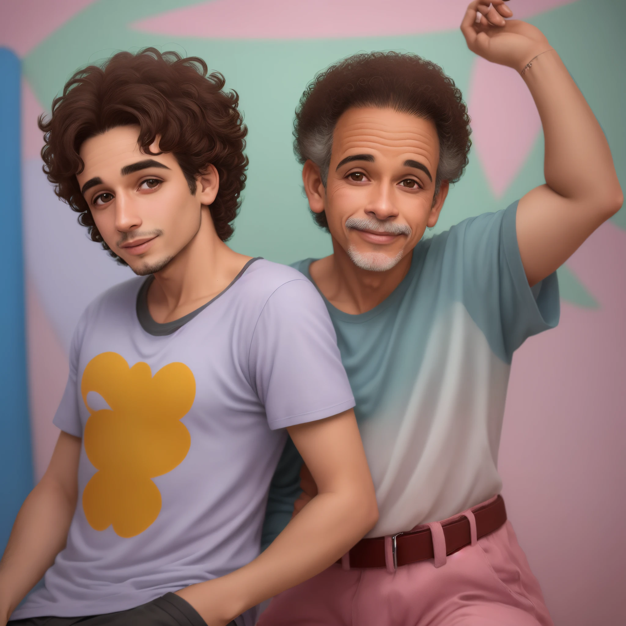 Jovem rapaz moreno, careca com 30 anos. Fazendo pastel Disney pixar
