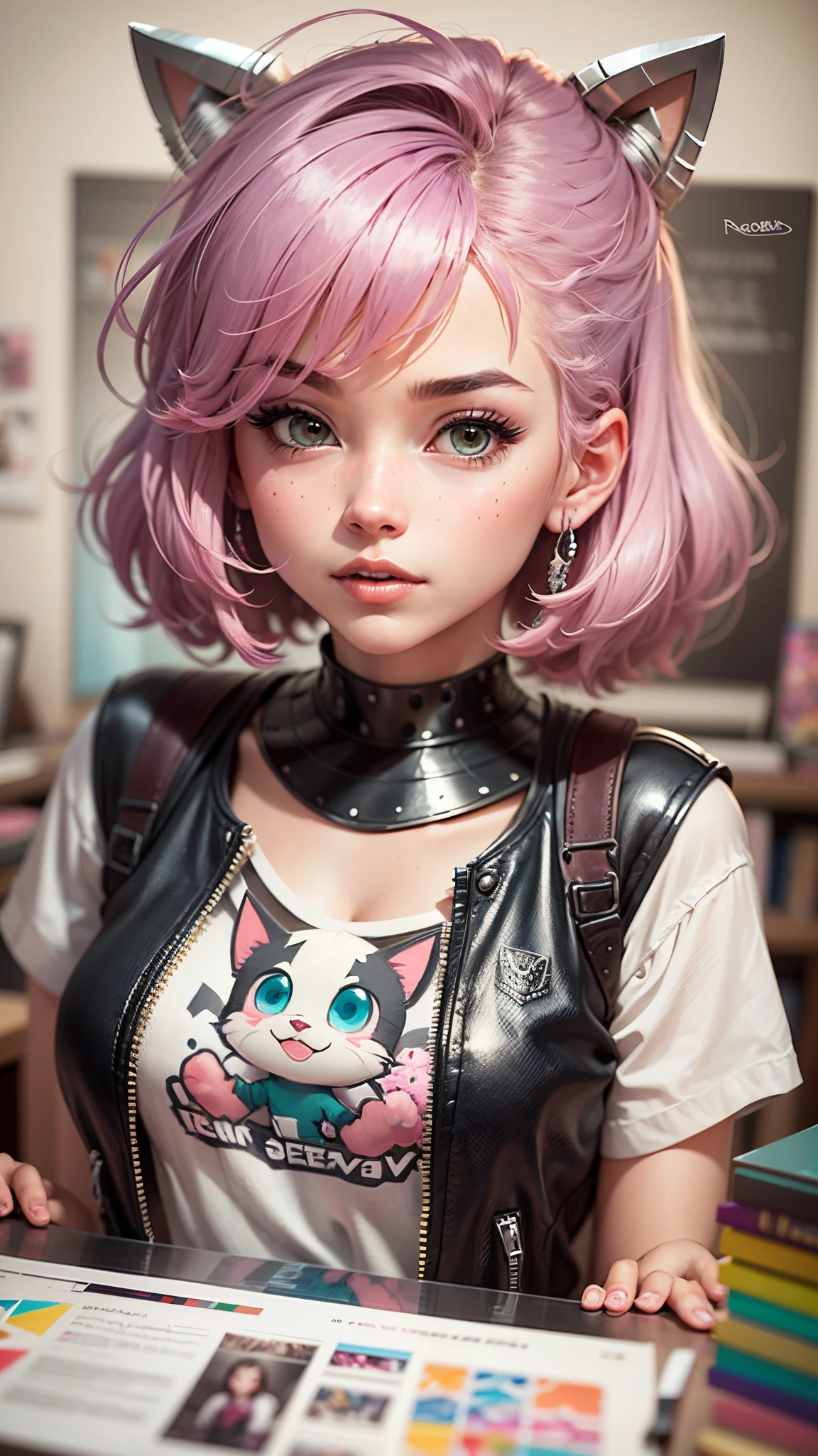 A closeup of a cartoon girl with colorful hair, RossDrew Cartoon Vibrante, Lois van Baarle y Rossdrew, Artgerm y Lois van Baarle, inspirado por Lois van Baarle, RossDraws Pastel vibrante, Beeple y Jeremiah Ketner, fantastic artstyle, Artgerm colorido!!!, Estilo anime 4K, --auto --s2