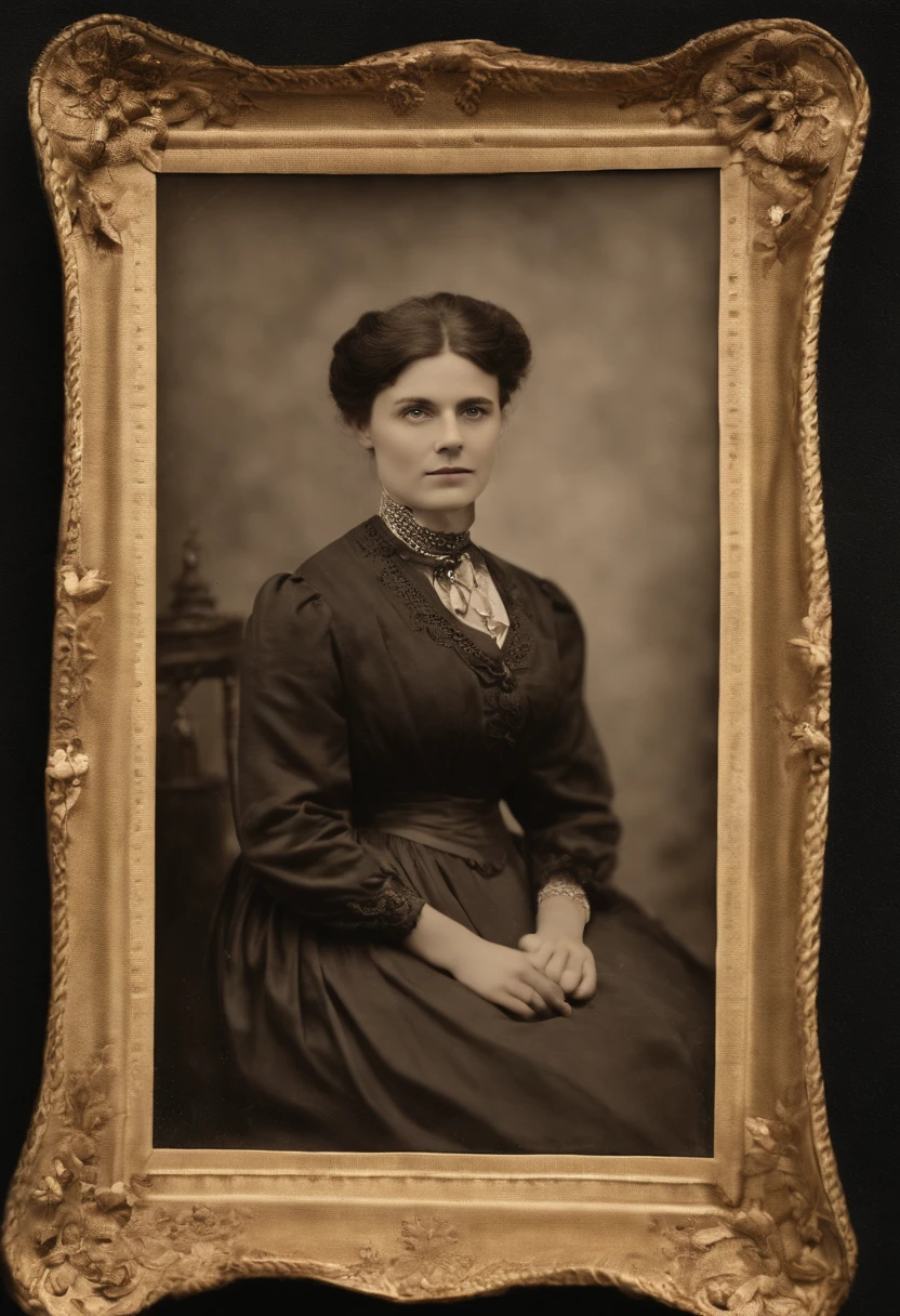 an old photo of a woman posing for a picture, wearing 1890s era clothes, 1900s photograph, 1 9 0 0 s photograph, european woman photograph, early 1 9 0 0's, 1905, 1 9 0 5, 1902, 1 9 0 0's photo, 1 9 0 2