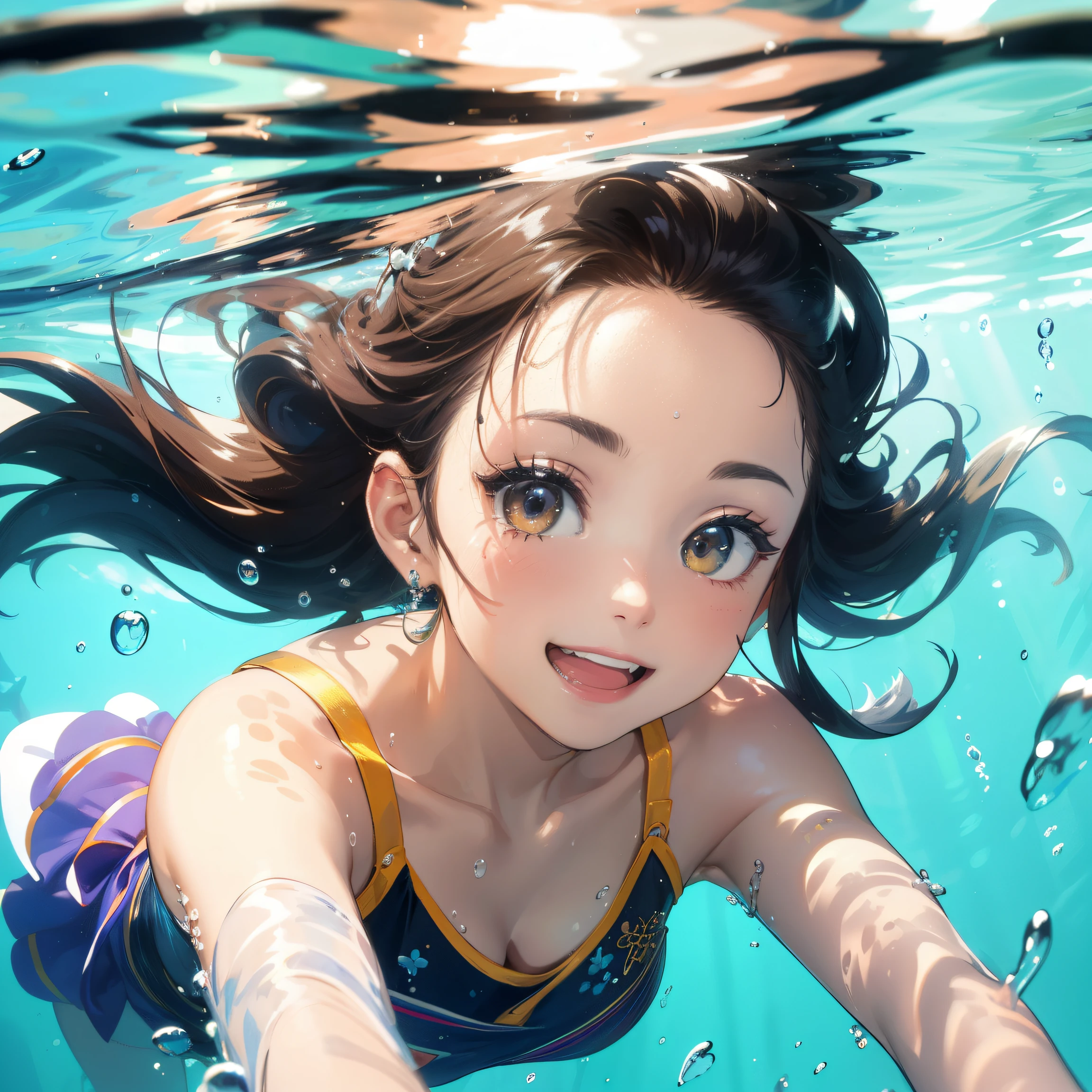 thighs shot:1.2,fullnude,NSFW,(masterpiece),(face focus:1.2),(ultra detailed),(1 cute Girl swimming deep underwater in the Sea:1.5),(small breasts),glistening skin,detailed brown eyes,professional lighting,dynamic angle,looking at the viewer,
BREAK
(black long hair dancing in water),,smile,