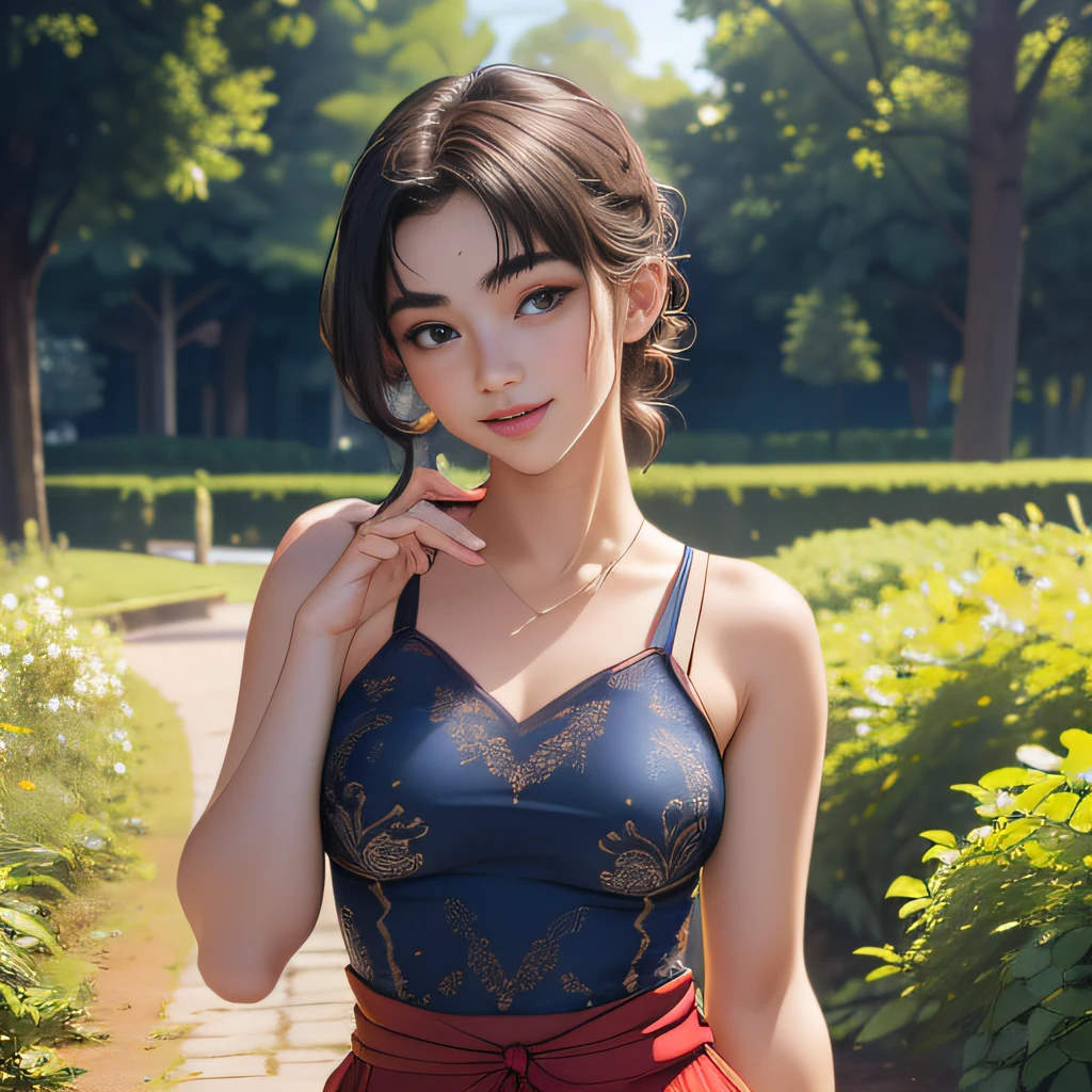 (Extremely detailed 8k wallpaper:2), (photo:2), (26 years old soigne Beautiful girl:2), (gives a lecture to friends:2), detailed (Face and eyes), (hyper realistic:1), (highly detailed:1), (epic realistic:1), rim light, (maximum details:1), cozy, (fullbody:1.3), (looking at viewer:2), (Woman's Attractive Qualities:2), (Attractive Woman:2), (Attractive:2), Smile, Intelligence, Empathy, Gracefulness, Sense of Style, Fitness, Grooming, Optimism, (Sensitivity:2), Sincerity, Romantic Gestures, Playfulness, Fashion Sense, (Sensuality:2), Charm, Modesty, Thoughtfulness, (Femininity:1), Flirtatiousness, Warmth, (Physical attractiveness:2), A beautiful smile, A love of life, strength and power, vulnerability, curiosity, wonder, love, (nature background:2), kawaii, waifu, Beautiful breasts, (attractive body:2), (Beautiful body:2), Beautiful pose, attractive pose, (Beautiful legs:1.0), (Beautiful clothes:1), (classic clothes:2), (elegant clothes:2), (European clothes:2), detailed clothes, (skirt:1), (blouse:1), (provocative pose)