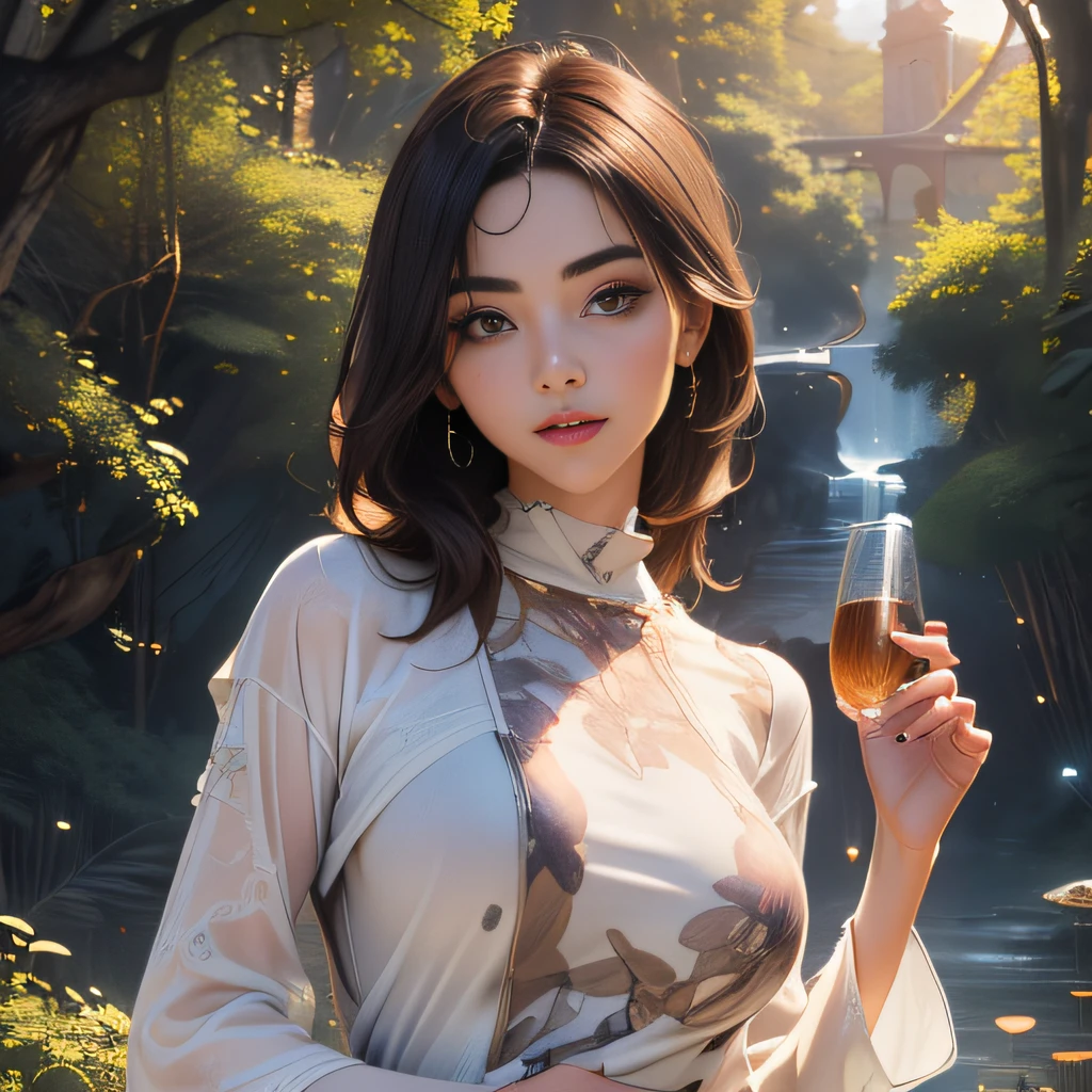 (Extremely detailed 8k wallpaper:2), (photo:2), (26 years old soigne Beautiful girl:2), (gives a lecture to friends:2), detailed (Face and eyes), (hyper realistic:1), (highly detailed:1), (epic realistic:1), rim light, (maximum details:1), cozy, (fullbody:1.3), (looking at viewer:2), (Woman's Attractive Qualities:2), (Attractive Woman:2), (Attractive:2), Smile, Intelligence, Empathy, Gracefulness, Sense of Style, Fitness, Grooming, Optimism, (Sensitivity:2), Sincerity, Romantic Gestures, Playfulness, Fashion Sense, (Sensuality:2), Charm, Modesty, Thoughtfulness, (Femininity:1), Flirtatiousness, Warmth, (Physical attractiveness:2), A beautiful smile, A love of life, strength and power, vulnerability, curiosity, wonder, love, (nature background:2), kawaii, waifu, Beautiful breasts, (attractive body:2), (Beautiful body:2), Beautiful pose, attractive pose, (Beautiful legs:1.0), (Beautiful clothes:1), (classic clothes:2), (elegant clothes:2), (European clothes:2), detailed clothes, (skirt:1), (blouse:1), (provocative pose)