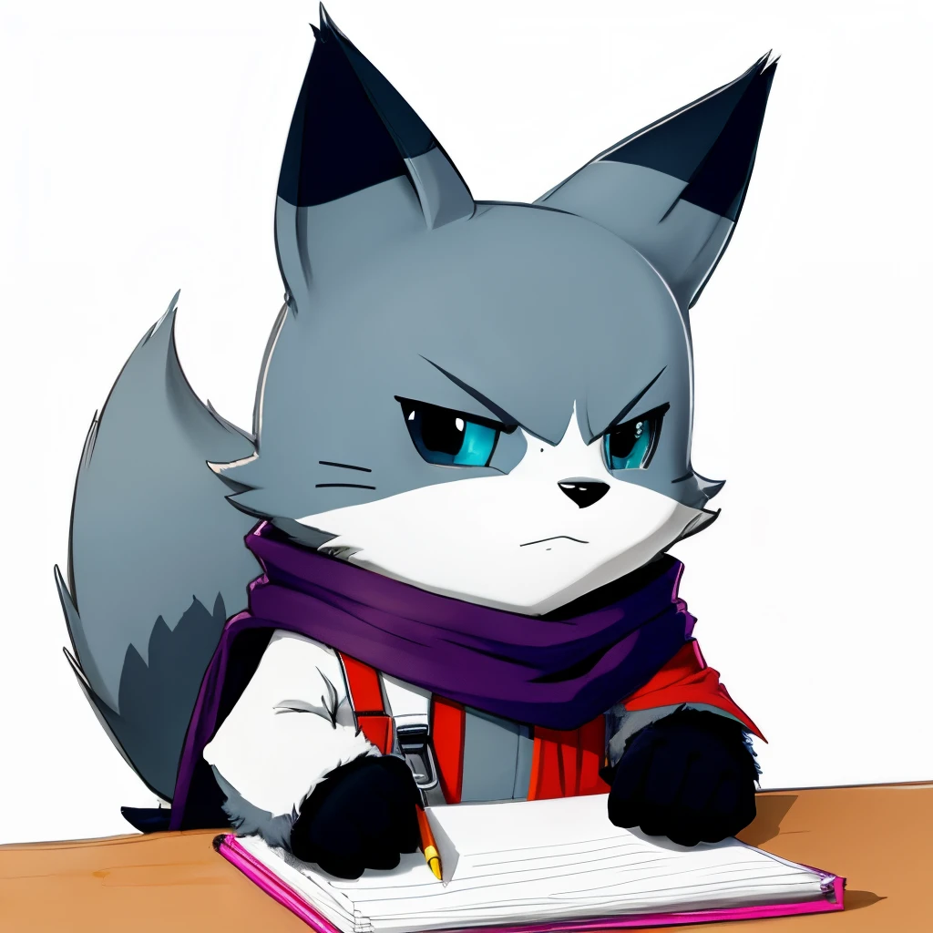 A cartoon sketch with a furry gray protogen