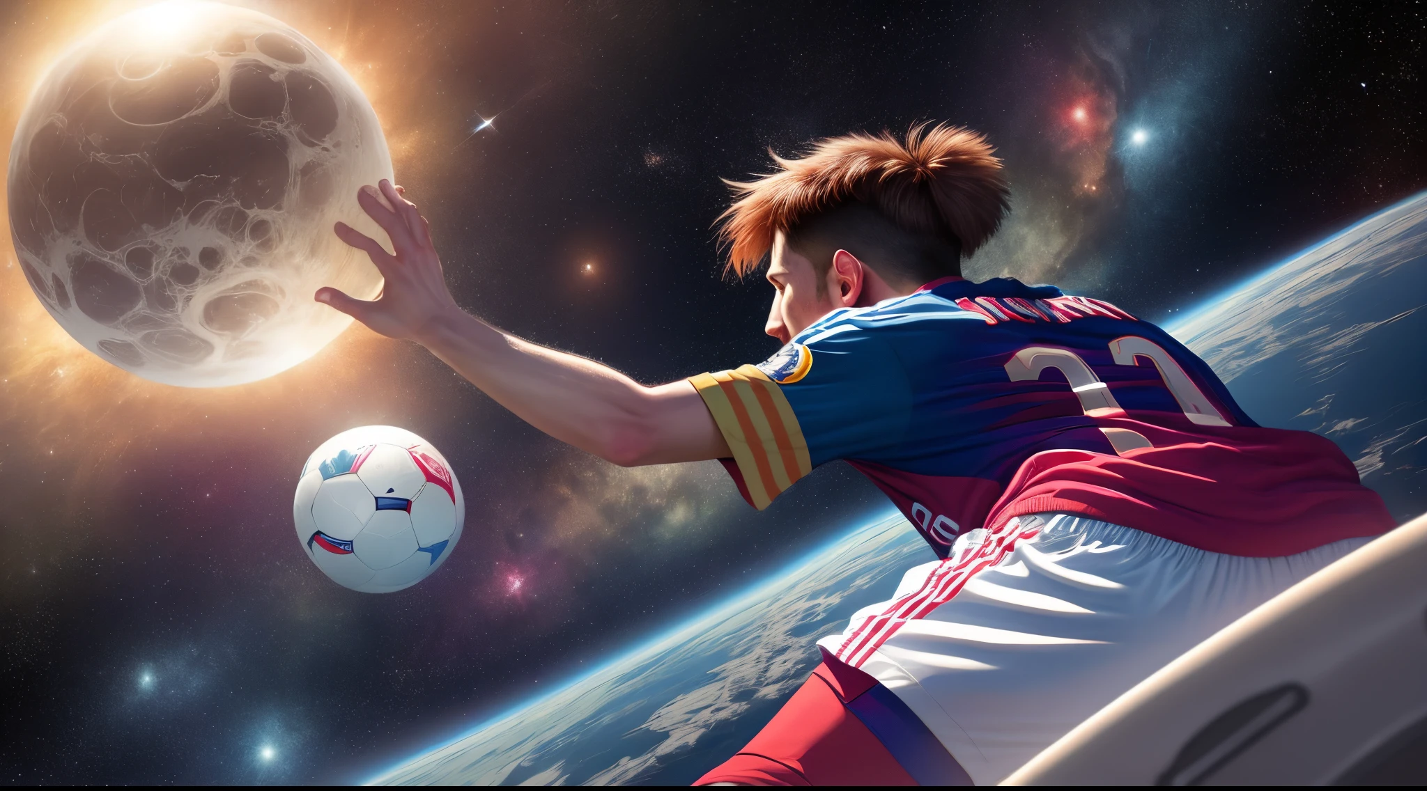 Messi playing in the space