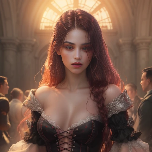 Taya Miller, sexy clothes, stand on stage, character portrait, 4 9 9 0 s, long hair, intricate, elegant, highly detailed, digital painting, artstation, concept art, smooth, sharp focus, illustration, art by wlop, charlie bowater and alexandra fomina