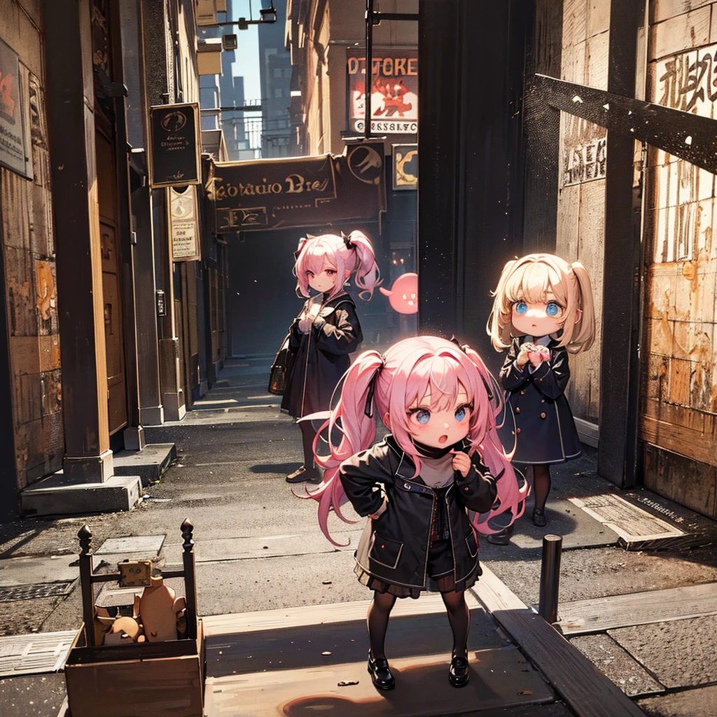 [((masterpiece, best quality:1.4)), (((extremely detailed))), sharp image:1.4, (high quality, highres:1.4)], 1girl, chibi:2, haunted theme park, haunted by chibi ghosts, cute:1.4, whimsical, glow, glowing, fun, silly, mystical, monster, small,  girl