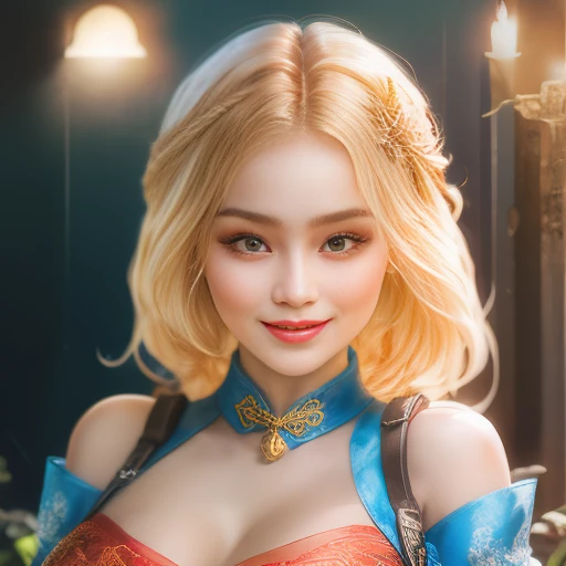 (solo, 1girl, adult, chinese girl), ((pale white skin, huge breasts, arched back)), (light lipstick, light smile), straight hair, asymmetrical bangs, long hair, white hair, make up, (((wearing a white cheongsam, wearing black stockings, and wearing red high heels))), ((located in a chinese palace)), {{{{HDR,UHD,8K, sharp focus, Professional, Cinematic Lighting, ultra-fine painting, Tyndall effect, opal render}}}}, ((bright red eyes, expressive eyes, perfect face)), (((half body portrait, close up view, looking at viewer))), {{{ultra realistic}}}, (((beautiful woman, mature woman, symmetrical eyes, symmetrical face))), [[extremely detailed bright red eyes, extremely detailed face, extremely detailed body, extremely detailed clothing]], ((((unreal engine 5))))