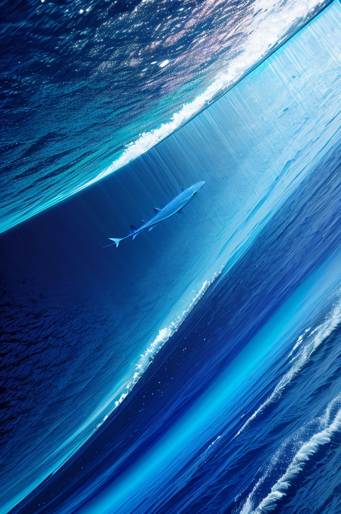 Leviathan underneath the ocean’s surface, side view