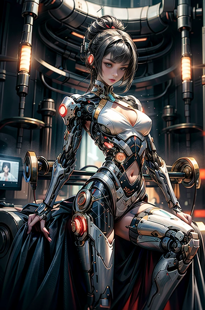 Cyborg muscular Woman、A MILF、Occupation is prostitute、Machine body、Machine armor、Equipped with LEDs throughout the body、Fascinating pose that attracts customers、Spread your legs and invite、Stick out your butt and invite、Beautiful butt、cleavage of the breast、Navel Ejection、thighs thighs thighs thighs、Cameltoe、Cyberpunk metropolis、holographic world、hight resolution、in 8K