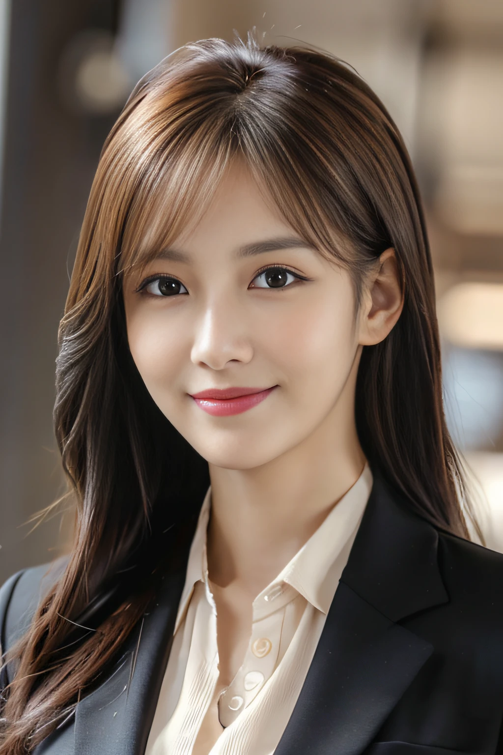 A close up of a woman in a suit posing for a picture - SeaArt AI