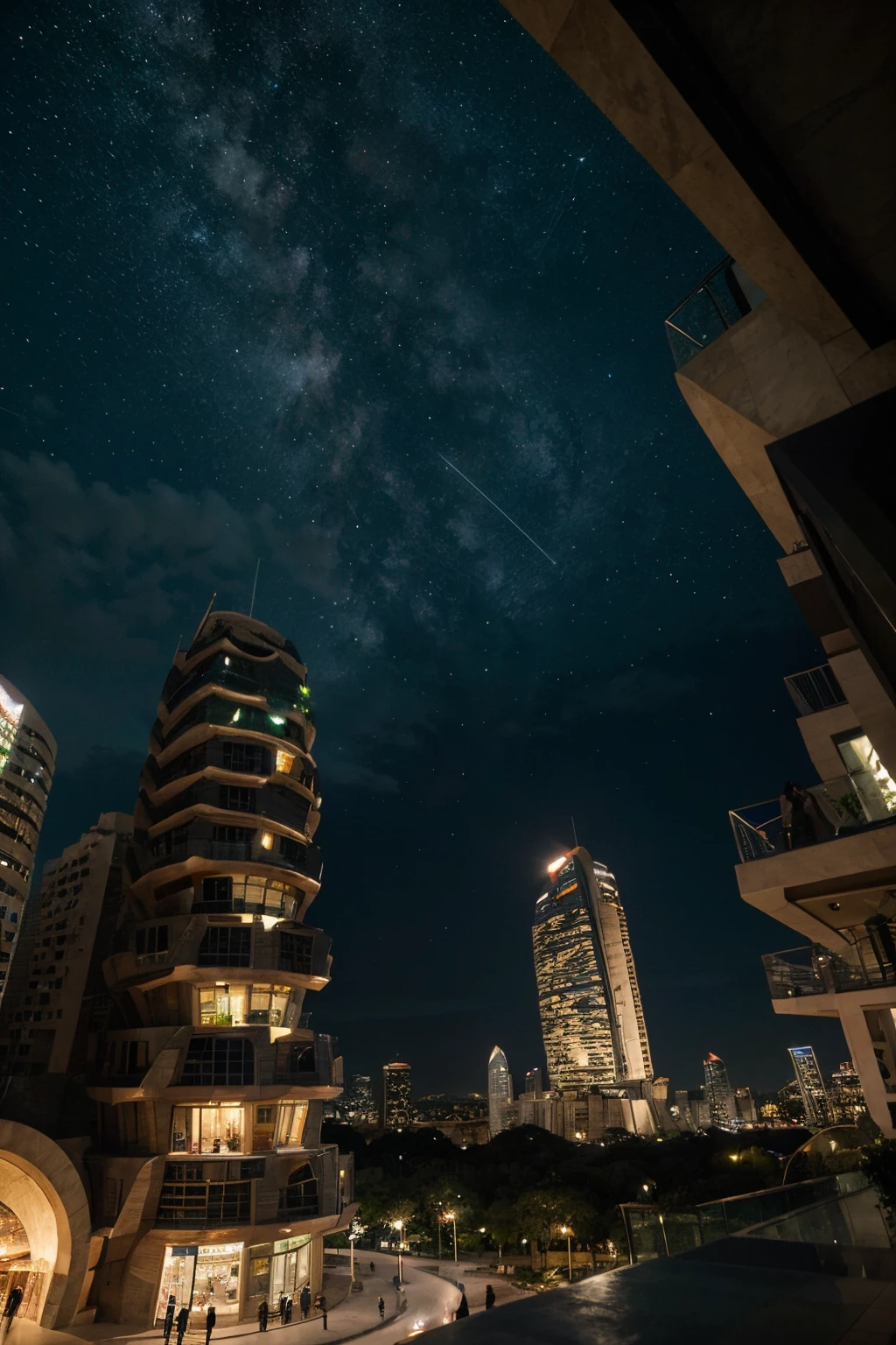 town square, Underground city, vegetation, Frank Gehry, Arquitetura Moderna, Pedra, Rocha, Parque, Asteca, outer space, vista de cima, cidade de pedra, starly sky, night sky, arquitetura em pedra