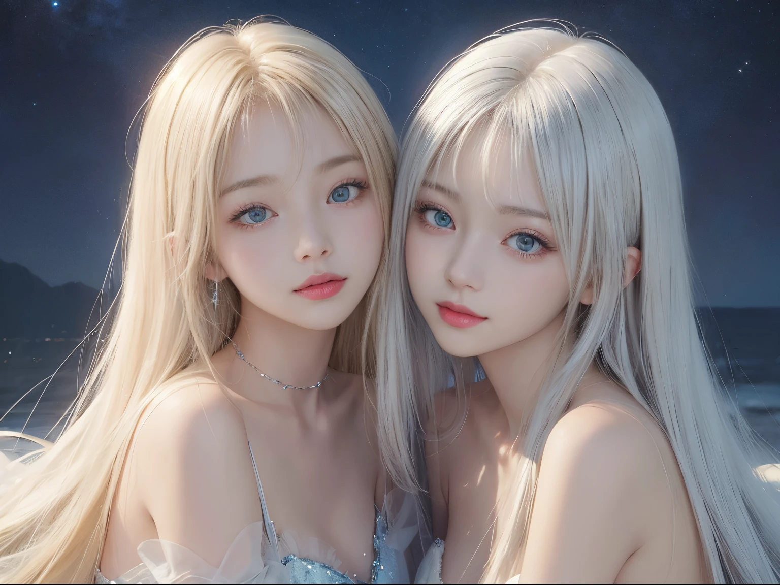 1 girl、portlate、blue-sky、Bright and very beautiful face、年轻, shiny white shiny skin、Best Looks、Blonde hair with dazzling light reflection、Beautiful Platinum Blonde Super Long Silky Straight Hair Gloss、Long bangs、Extraordinarily beautiful 、Glowing clear eyes、Beautiful lovely beautiful girl、Smiled、Gentle、