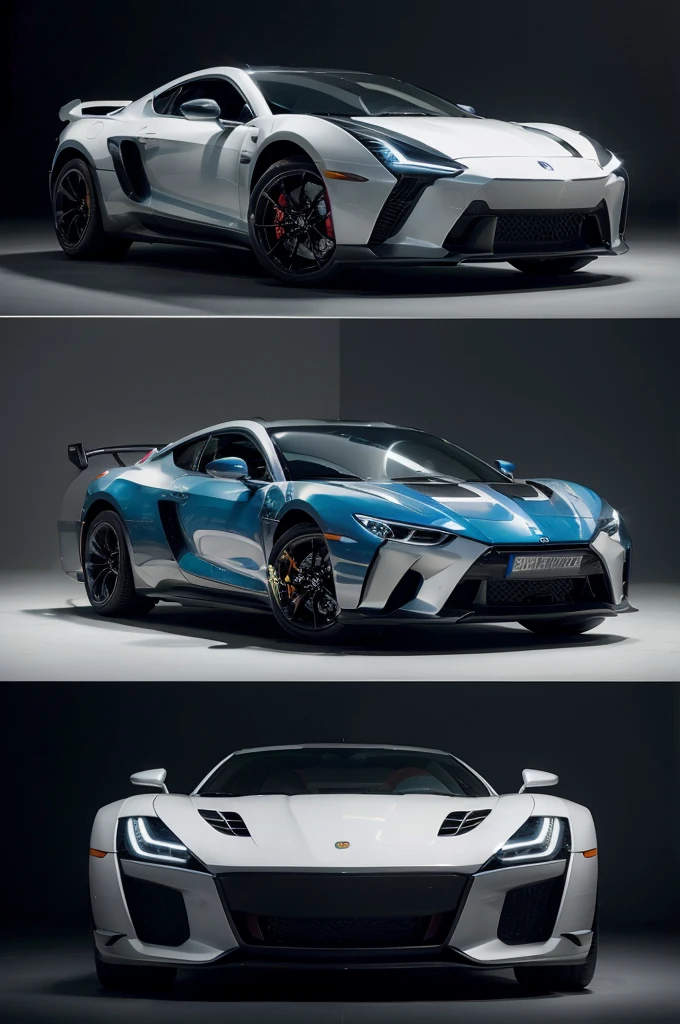 carro esporte moderno + spoiler rebaixado+ futuristic headlights+ Perfil