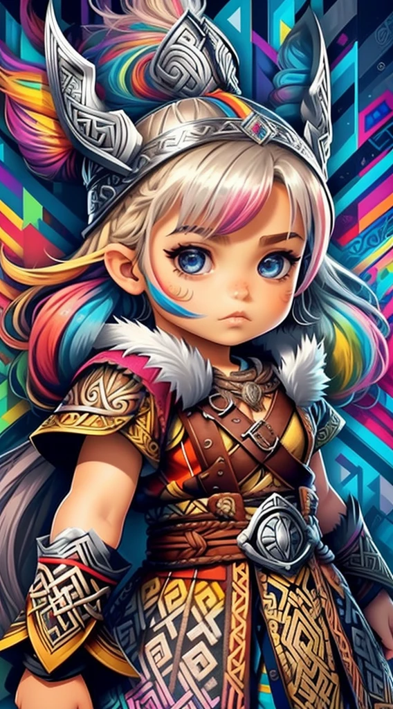 (Mulher usando roupa Viking ),(melhor pose),(best angle), (better expression), Eduardo Kobra acolchoamento ,multidimensional geometric wall PORTRAIT, arte, Chibi,
Yang08k, lindo, Colouring,
Primary works, qualidade superior, melhor qualidade, Arte Oficial, Beautiful and Aesthetic, pelos coloridos,