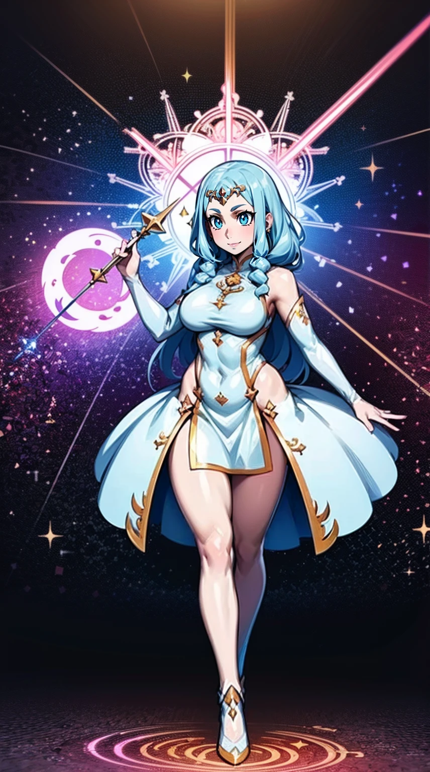 glowing divine being, glowing holy aura, inspired by Luma Rouge, the non-binary deity of spring, ethereal rainbow nimbus, the aura goddess of fire, inspired by Mariel, glowing aura around her, astral aura, as the goddess of the sun, “uwu the prismatic person, big breast, serious, beautiful eyes, , full body, walking, long robe, long dress, ,priestess ,holy, smile, god rays, ray tracing, sparkle, cinematic lighting, UHD, retina, masterpiece, ccurate, anatomically correct, textured skin, super detail, high details, high quality, award winning, best quality, highres, 1080P, HD, 4K, thunder aura, light aura,full, snak staff,closed mouth, huge breast, curvy, bimbo,standing, happy, smiling,smile, open mouth ,holy, , god rays, ray tracing, sparkle, cinematic lighting, UHD, retina, masterpiece, ccurate, anatomically correct, textured skin, super detail, high details, high quality, award winning, best quality, highres, 1080P, HD, 4K, thunder aura, light aura,full, staff holding, determined, long sleevess, long skirt, long skirt,(highest quality,4k,8k,highres,masterpiece:1.2),ultra-detailed,(r1.37),holy magical girl,holy aura,halo,sacred light,shimmering radiance,mystical energy,heavenly glow,supernatural beauty,golden and silver tones,ethereal atmosphere,divine power,miraculous transformation,s,female protagonist,enchanted wand,magical sparkles,majestic crown,sparkling eyes and lips,sacred symbols,spiritual energy,celestial energy,serene expression,glowing path,holy garden of flowers,luminous patterns,peaceful surroundings,dreamy ambiance,healing light,the power of love,celestial music,surreal scenery,magical crystals,transcendent colors,dancing lights,heavenly beings,imaginative composition,legendary adventures,supernatural companions,dazzling starlight, goddess, caomei