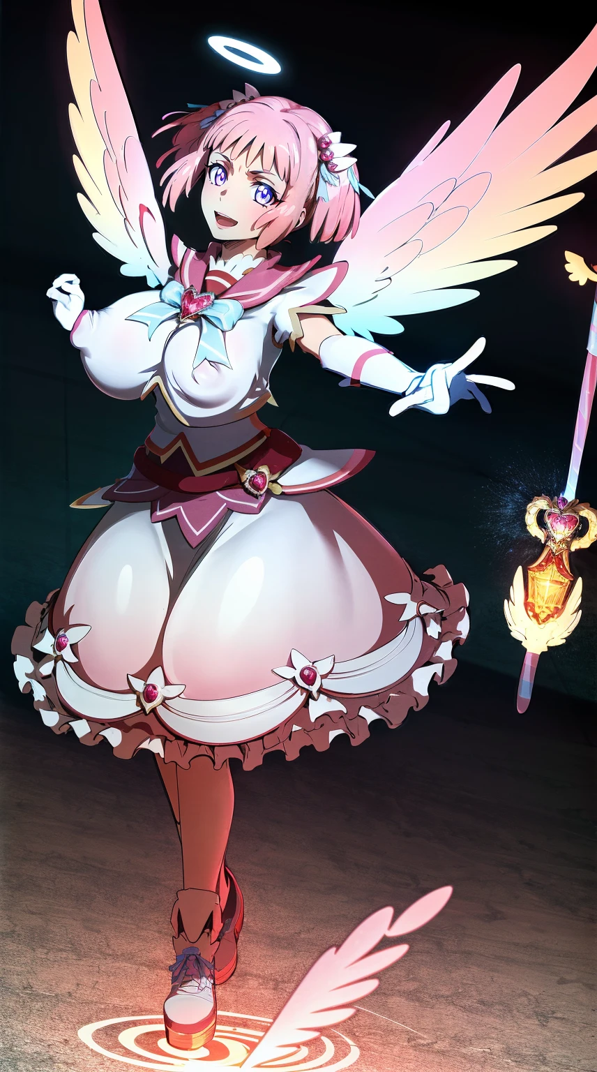 masterpiece, best quality, indoors, mamikafairy, 1girl, solo, looking at viewer,, hand arms full body,boots, standing,cute,breast, curvy, female,fantasy goddess,there is a cartoon picture of a woman with a very large breast, glowing divine being, glowing holy aura, inspired by Luma Rouge, the non-binary deity of spring, ethereal rainbow nimbus, the aura goddess of fire, inspired by Mariel, glowing aura around her, astral aura, as the goddess of the sun, “uwu the prismatic person, big breast, serious, beautiful eyes, , full body, walking, long robe, long dress, ,priestess ,holy, smile, god rays, ray tracing, sparkle, cinematic lighting, UHD, retina, masterpiece, ccurate, anatomically correct, textured skin, super detail, high details, high quality, award winning, best quality, highres, 1080P, HD, 4K, thunder aura, light aura,full, snak staff,closed mouth, huge breast, curvy, bimbo,standing, happy, smiling,smile, open mouth ,holy, , god rays, ray tracing, sparkle, cinematic lighting, UHD, retina, masterpiece, ccurate, anatomically correct, textured skin, super detail, high details, high quality, award winning, best quality, highres, 1080P, HD, 4K, thunder aura, light aura,full, staff holding, determined, long sleevess, long skirt, long skirt,(highest quality,4k,8k,highres,masterpiece:1.2),ultra-detailed,(r1.37),holy magical girl,holy aura,halo,sacred light,shimmering radiance,mystical energy,heavenly glow,supernatural beauty,golden and silver tones,ethereal atmosphere,divine power,miraculous transformation,s,female protagonist,enchanted wand,magical sparkles,majestic crown,sparkling eyes and lips,sacred symbols,spiritual energy,celestial energy,serene expression,glowing path,holy garden of flowers,luminous patterns,peaceful surroundings,dreamy ambiance,healing light,the power of love,celestial music,surreal scenery,magical crystals,transcendent colors,dancing lights,heavenly beings,imaginative composition,legendary adventures,supernatural companions,huge breast, curvy