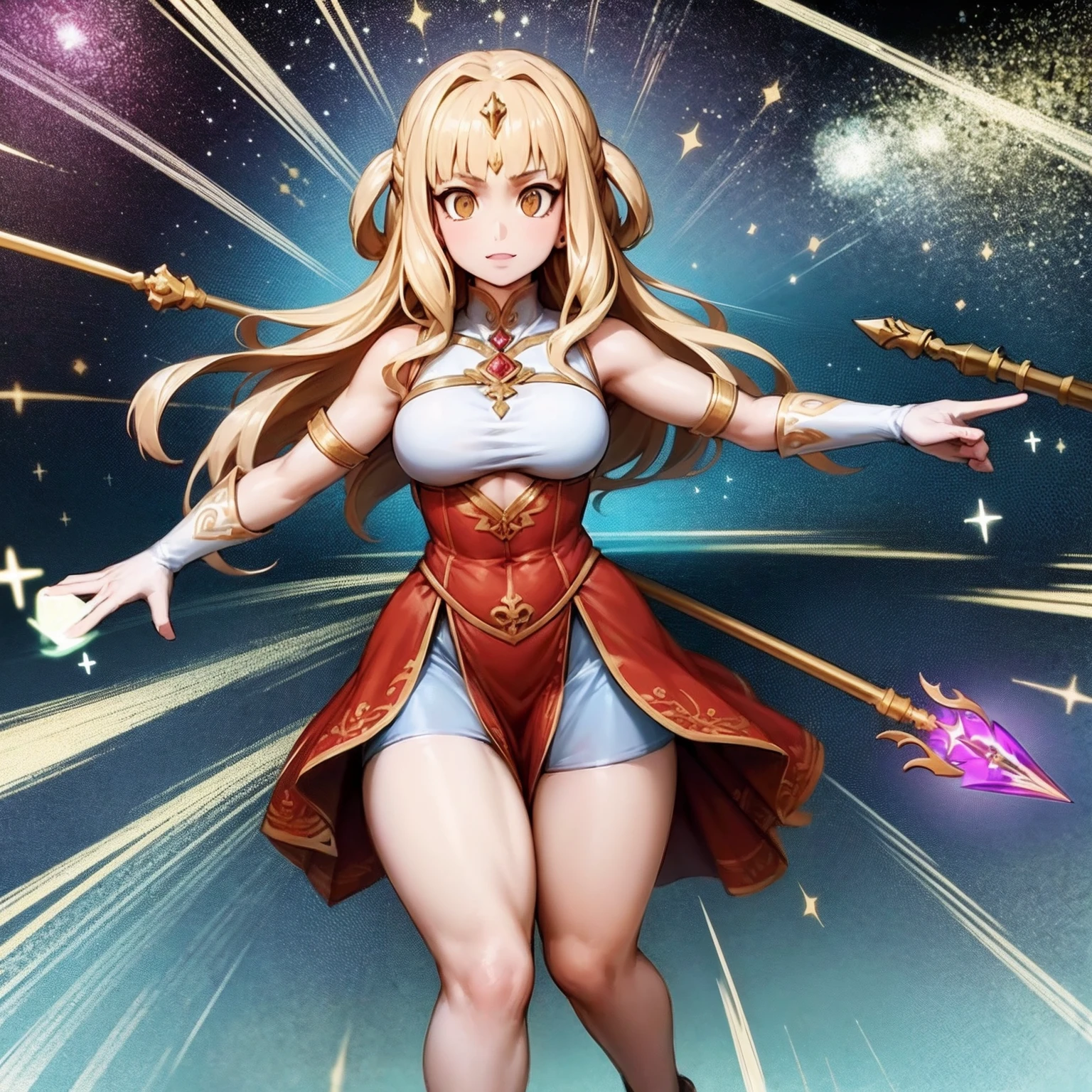 (Obra maestra:1.2), (La mejor calidad:1.2), Perfect lighting, Chica Maga Oscura, touching her and making a heart with her fingers, flotando en el aire, tetas grandes, escote, fondo de magia. Ella sale de un Portal magico1.1.